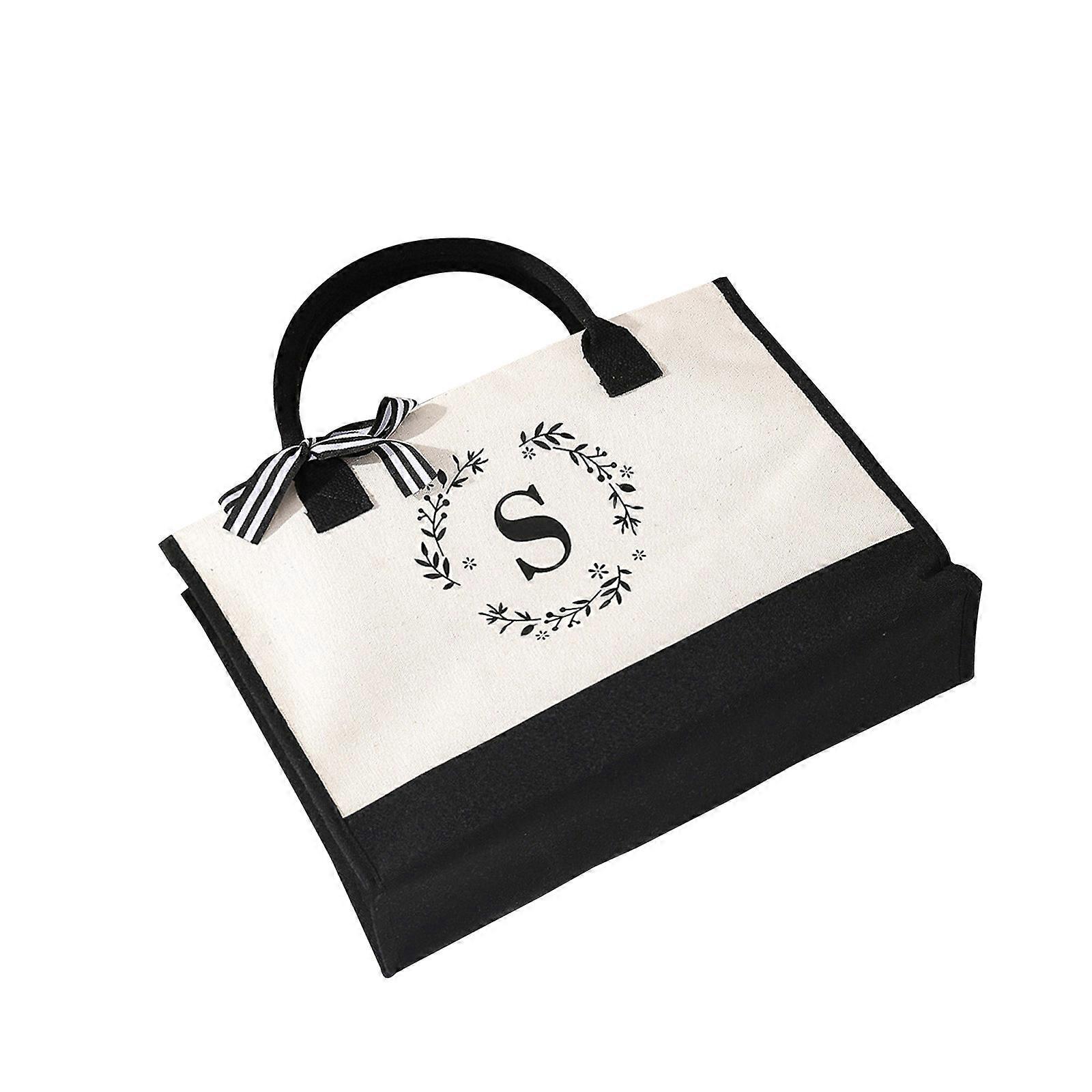 Letter Canvas Bag, Versatile Tote Bag Handheld Large Capacity