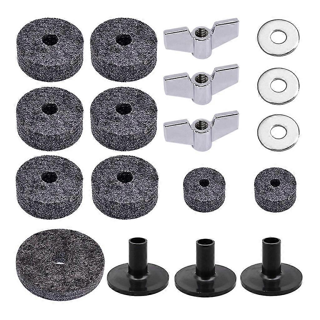 18 Pieces/set Practical Drum Set Cymbal Felts+sleeves+wing Nuts+washers Set