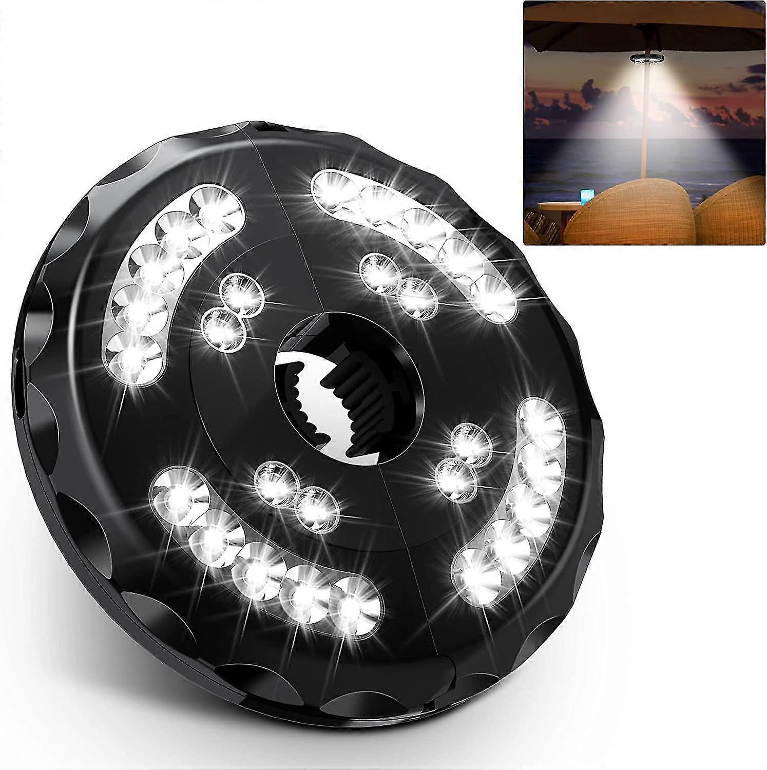 By Patio Umbrella Light, 28 Led Parasol Lights Cordless Light With 2 Level Dimming, Usb Rechargeable 400 Lumens For 54h Working Time, Umbrella Light