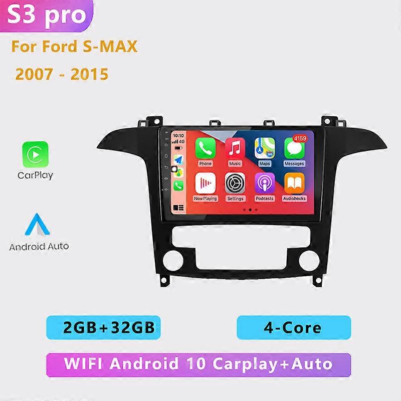 2DIN Android 10 Car Radio Stereo Multimedia Player 9 inch screen Carplay Auto BT WIFI GPS for Ford S-MAX S MAX 1 2006 - 2015
