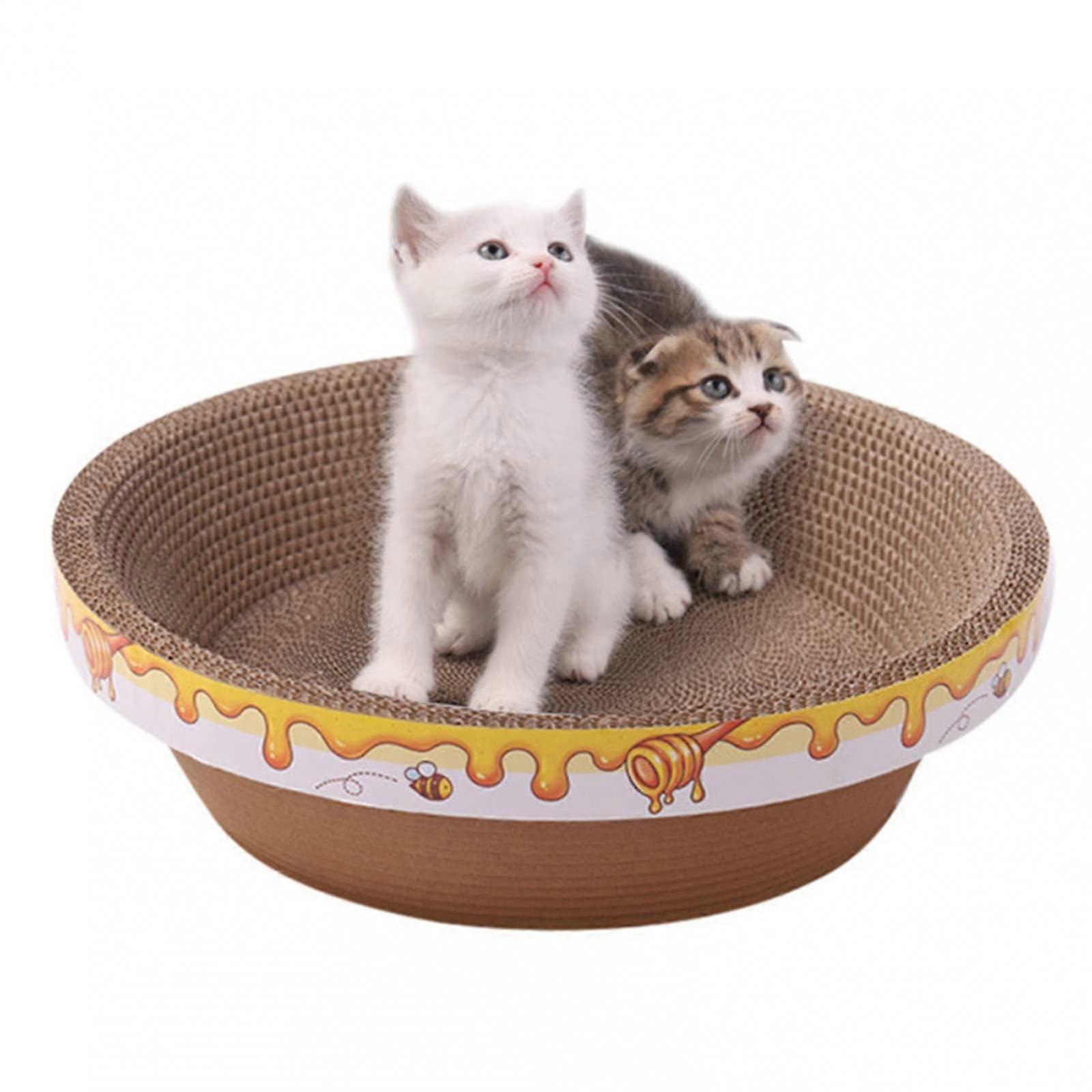 Cat Scratcher Cardboard, Cat Scratcher Bowl, Cat Kitty Training Toy, Double Layer Removable Comfortable Kitten Scratching Pad Bed for Stress Relief