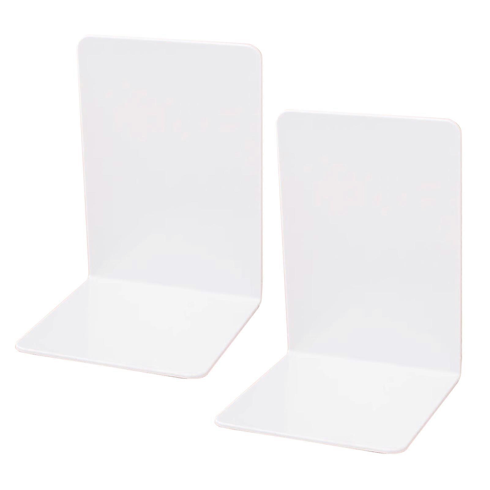 2Pcs Metal Bookends Solid Color Sturdy Metal Construction Anti-Slip Pad Design Desktop Bookend Metal Bookshelf Jikaix