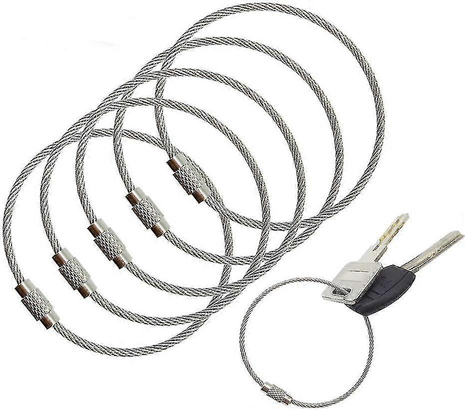 Stainless Steel Wire Keychain Cable Loops 5 Pcs