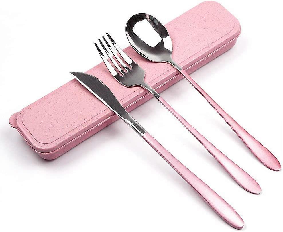 Draagbaar bestek Bestekset, herbruikbare 304 roestvrijstalen bestekset, 3-delige lepel, vork
