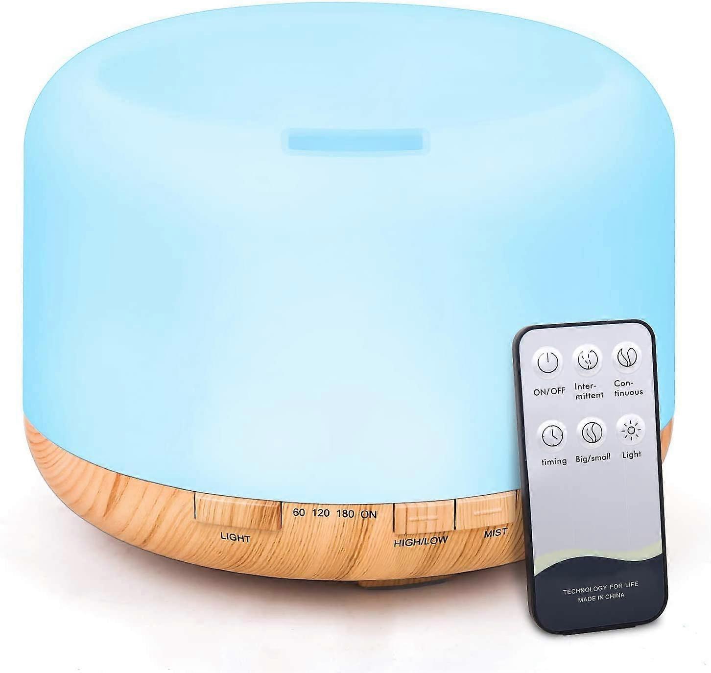 Essential Oil Diffusers, 500ml Ultrasonic Aromatherapy Diffuser with Remote Control, Waterless Auto Shut-off Humidifier Diffuser with 4 Timer and 7 Co