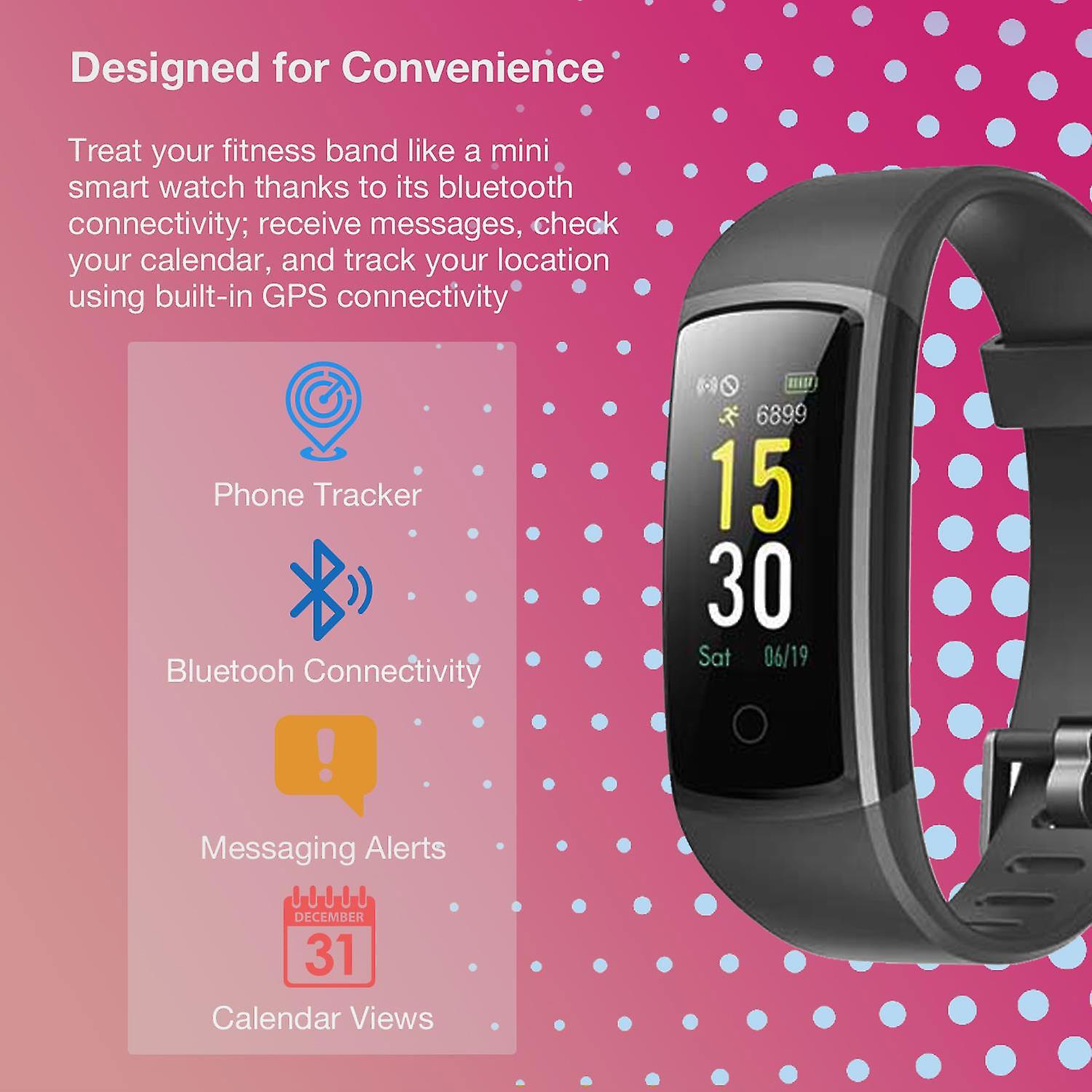 Aquarius AQ126 Waterproof Bluetooth Fitness Tracker With HRM and BPM