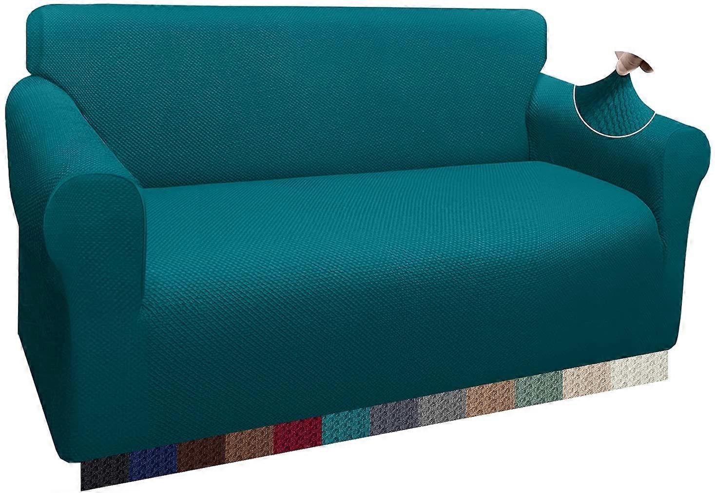 黒みがかった緑ミディアムシックソファカバー1ピースストレッチソファカバー3クッションソファ用最新のジャカードソファスリップカバーペット用キッズ家具プロテクター