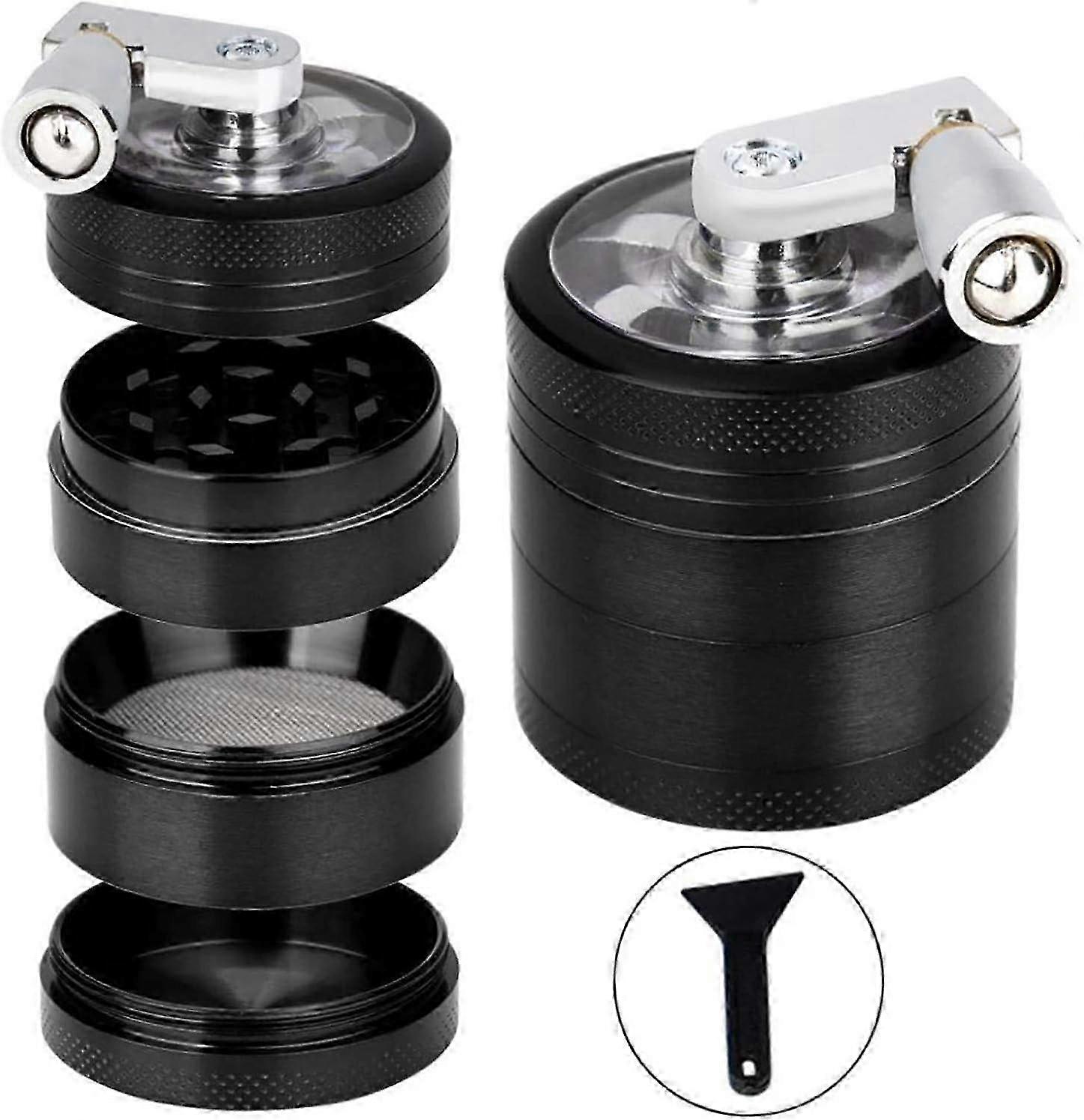 4 Layers Grinder, 4- Layer Zinc Alloy Manual Crusher Mill with 3- Chambers Handle for Kitchen Spice Grinding Tool