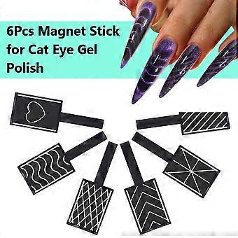 6 stuks Gemengde Nagel Cat Eye Magische Magneet UV Gellak Magnetische Staaf 3D Nagelontwerp DIY Manicure Tools