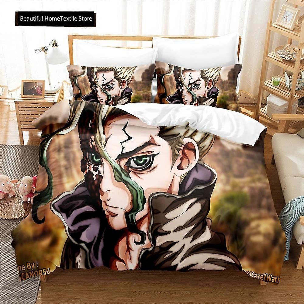 f1525 Lakan 3D Dr.Stone sängkläder set påslakan med örngott Twin Full Queen King sängkläder SängkläderSängkläder Rt1525