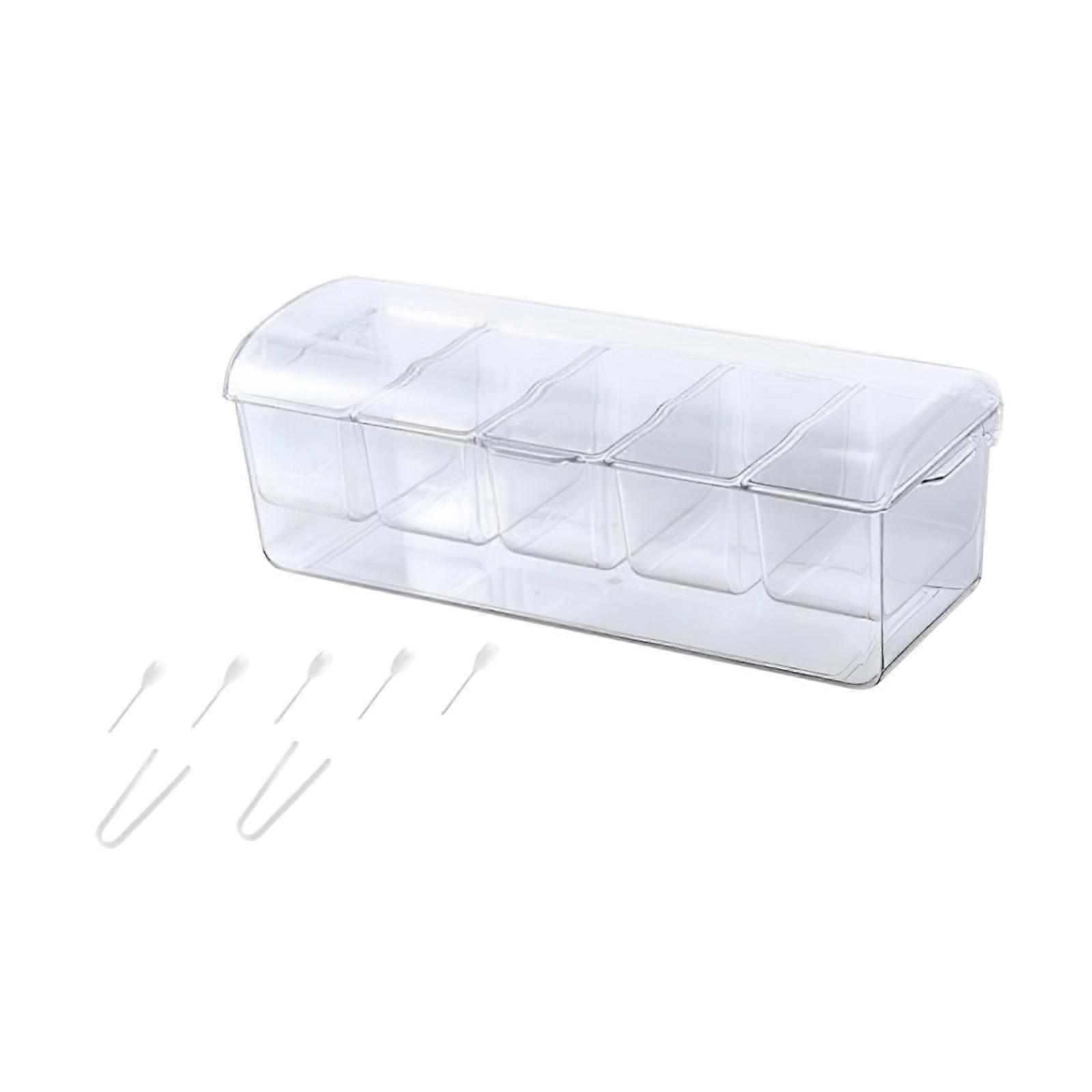 Ice Chilled Condiment Server Vassoio per condimenti con camera del ghiaccio per feste Bar 5 griglie