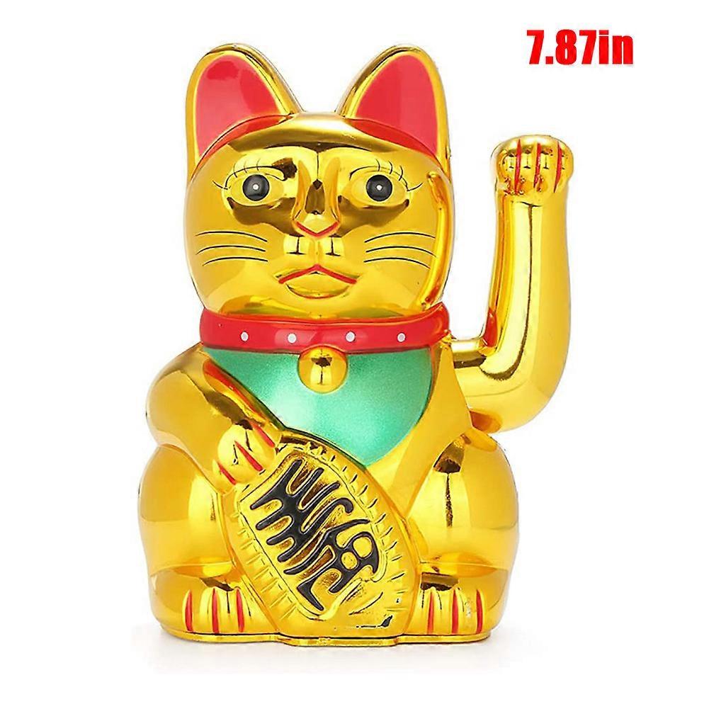 Lucky Fortunes Cat Japanese Gold Lucky Cat with Waving Arm Battery Operated Restaurant Decoration