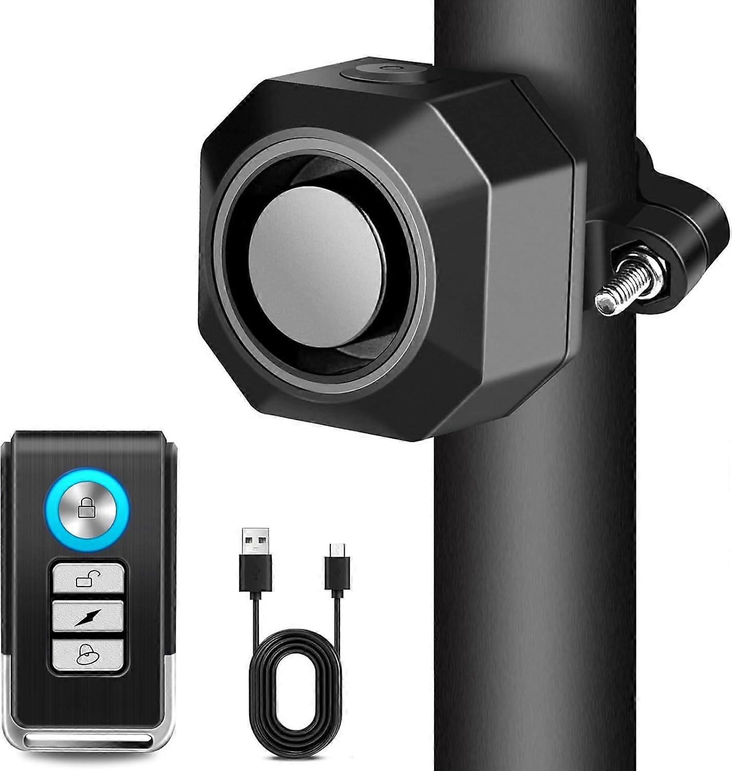 Alarm with Mount,USB Charge Wireless Anti-Theft Vibration Alarm,Adjustable 110db Volume & Sensitivity, with Remote ,for Motorcycle Caravan