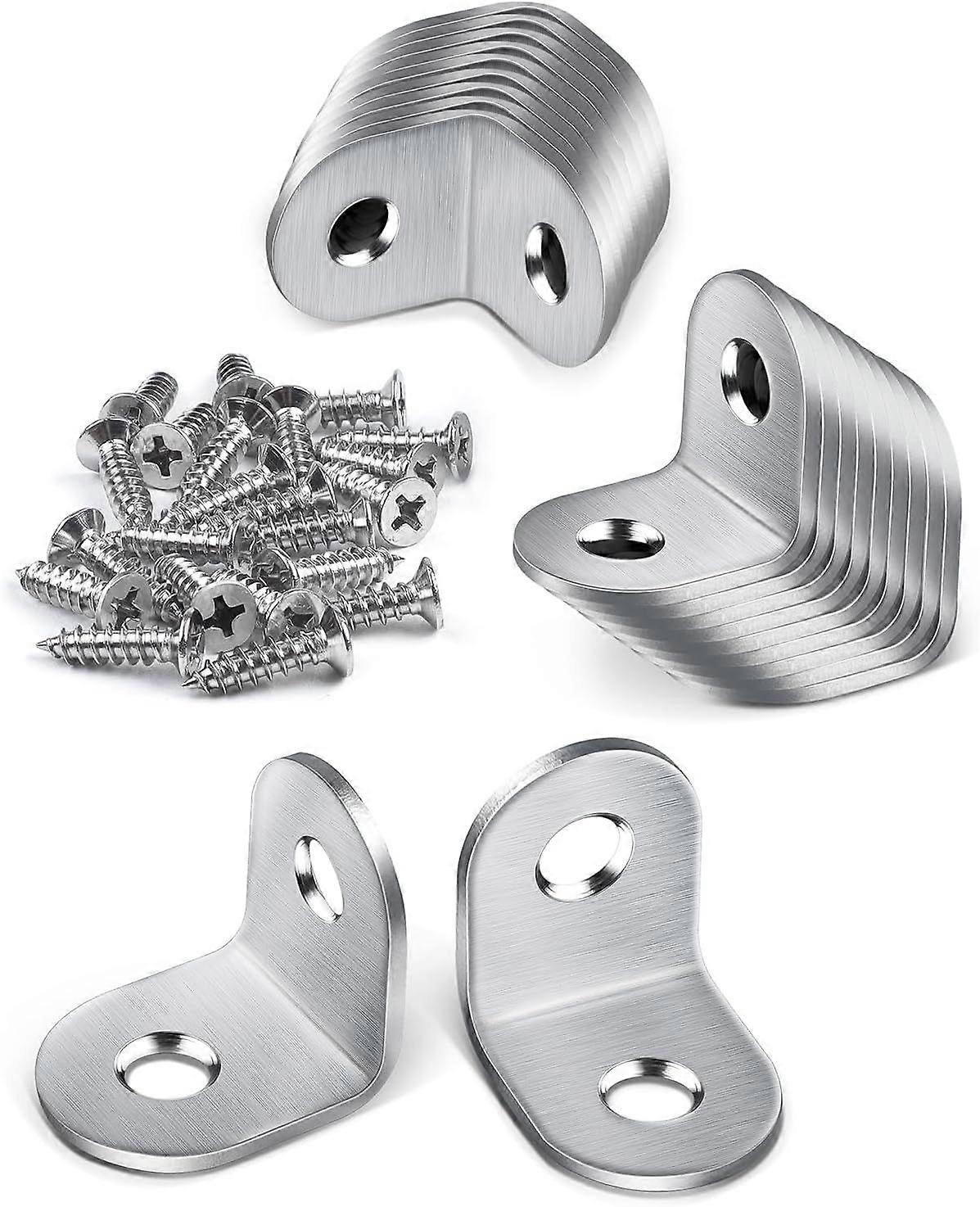 Pack of 20 Metal Brackets, 20 20 mm Fixing Bracket, 90 Degree Fixing Bracket, Stainless Steel Bracket with 40 Screws, Small Metal Bracket for Fixing