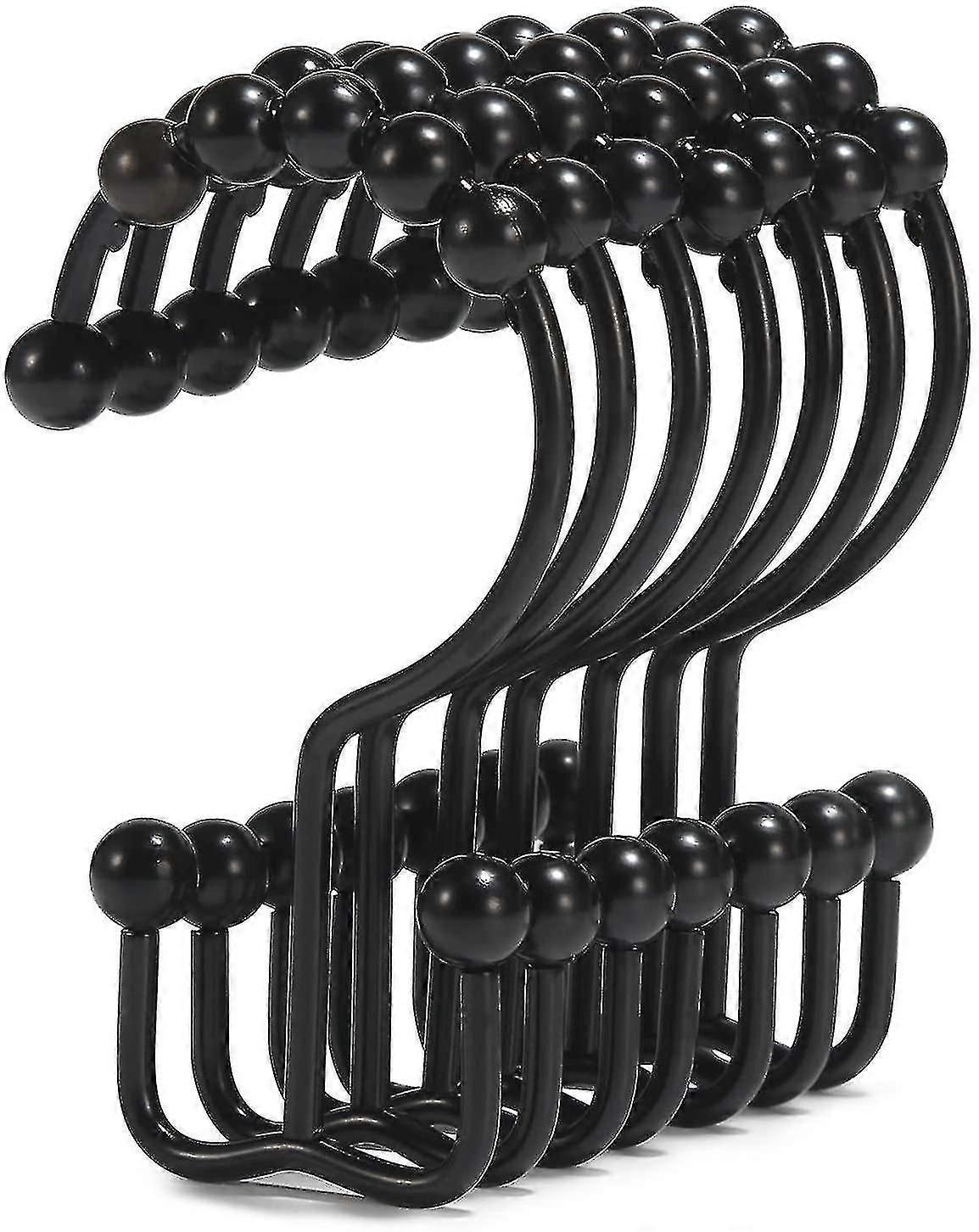 12pcs Stainless Steel Shower Curtain Hooks Rust Proof Free Sliding Double Shower Hooks