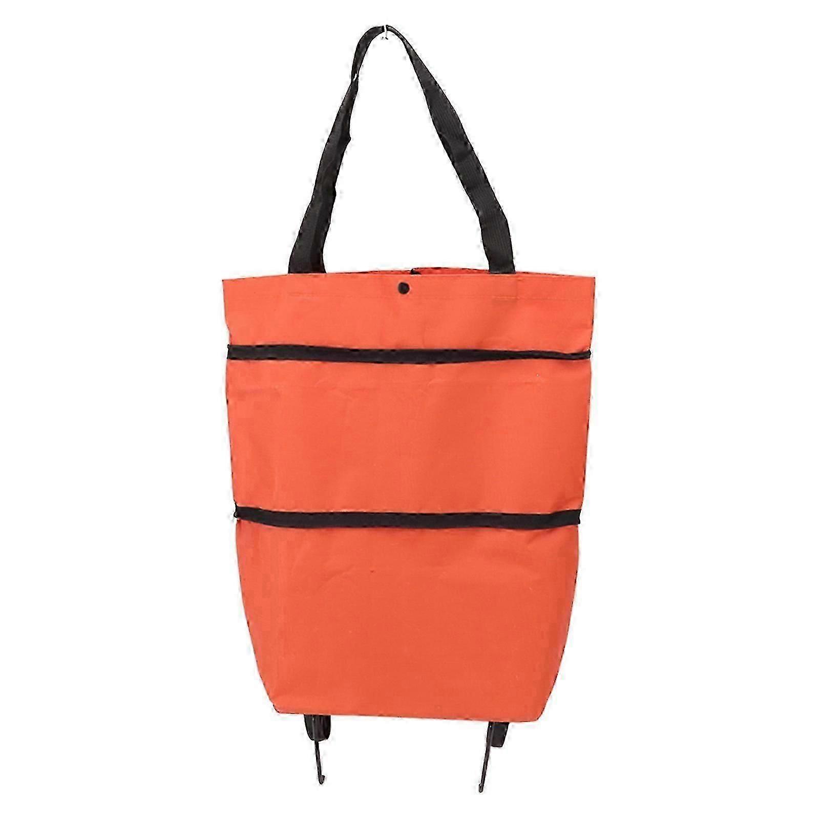 Shopping Cart Foldable Bag Large Capacity Zipper Design Oxford Cloth With Wheel For Camping