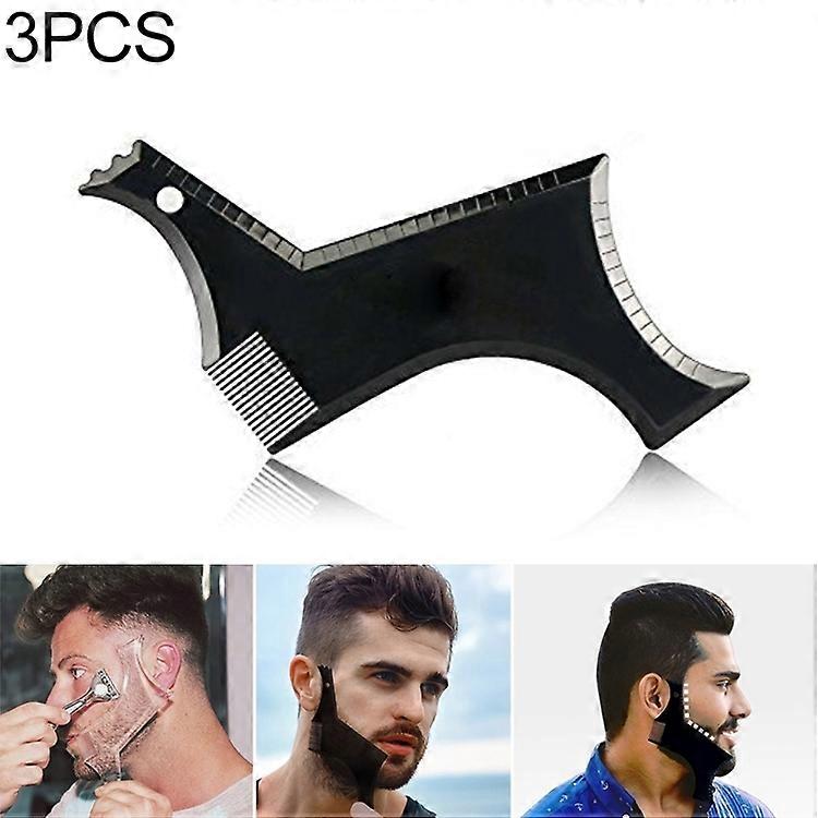 3 PCS Beard Styling Template Stencil Men Comb All-In-One Beard Shaping Tool Beard Styling Black