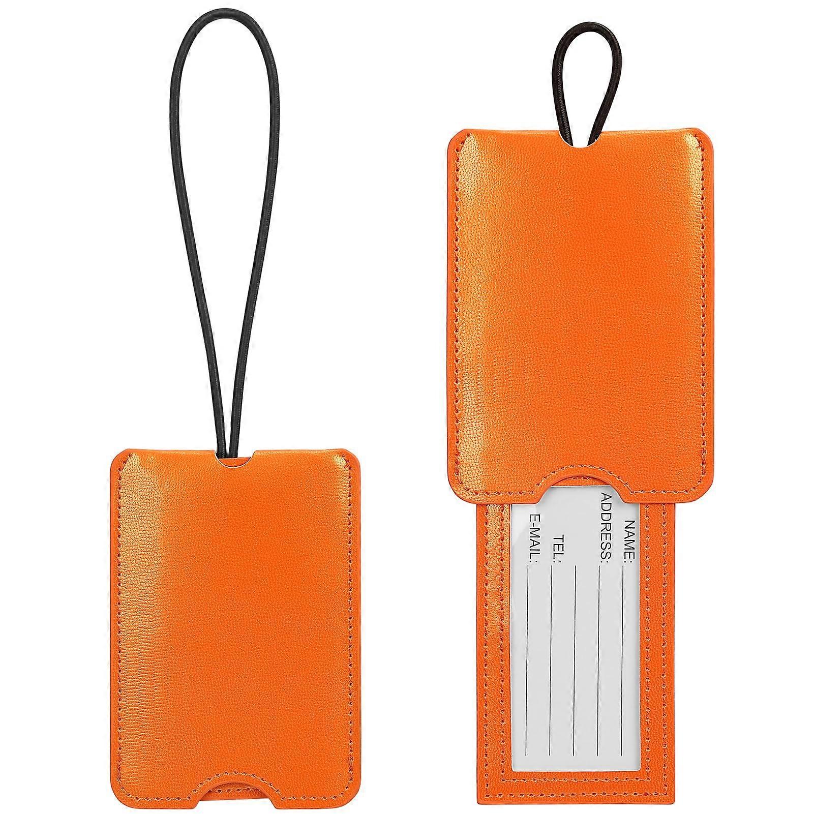2 Pack PU Leather Luggage Tag for Travel