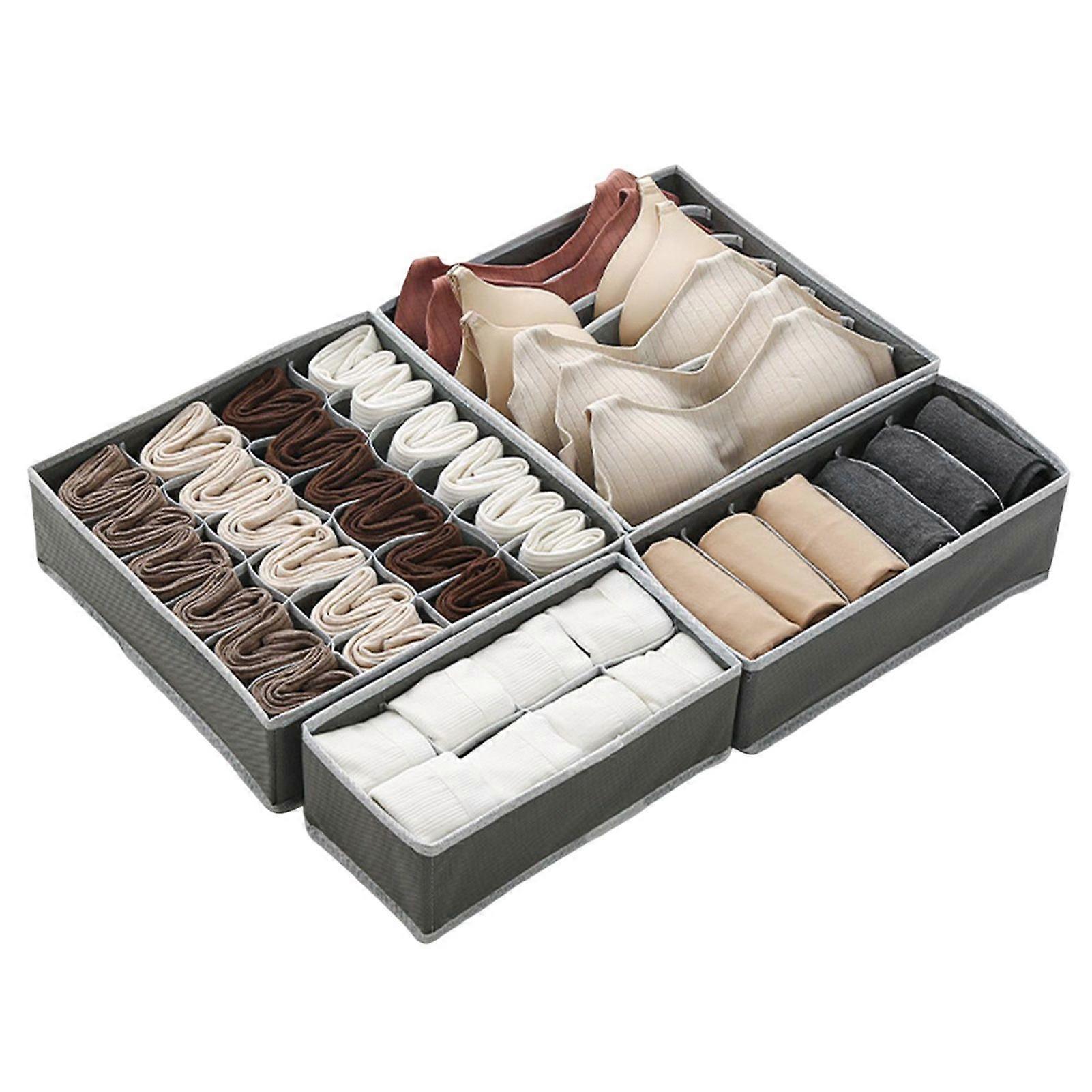 Qinghai Foldable Underwear Drawer Organizer Bins Multiple Compartments Large Capacity Multipurpose Bras Ties Socks Storage Boxes