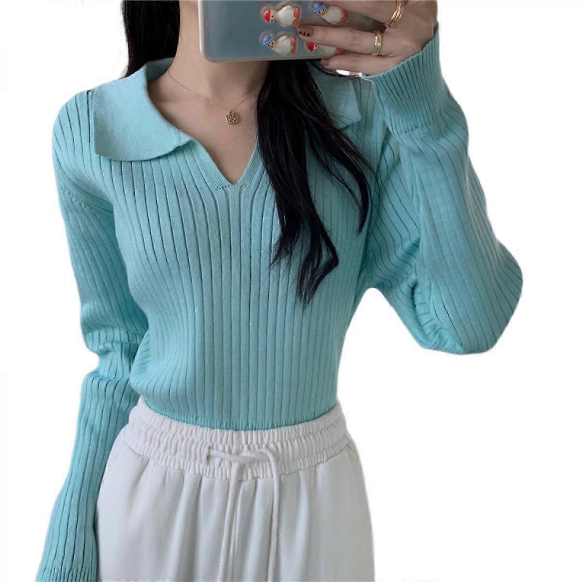 Damen V-Ausschnitt Pullover Plunging Rippstrickpullover Pullover