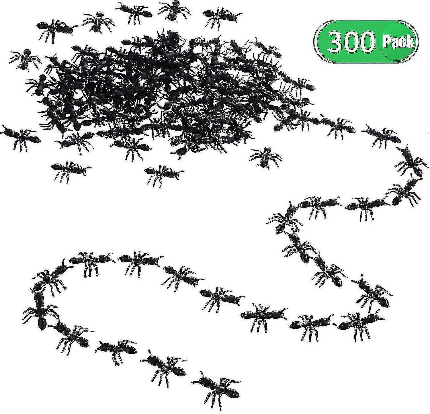 300個偽のアリいたずらプラスチック黒アリバグジョークおもちゃハロウィーンパーティーのための現実的な昆虫は装飾小道具を好む