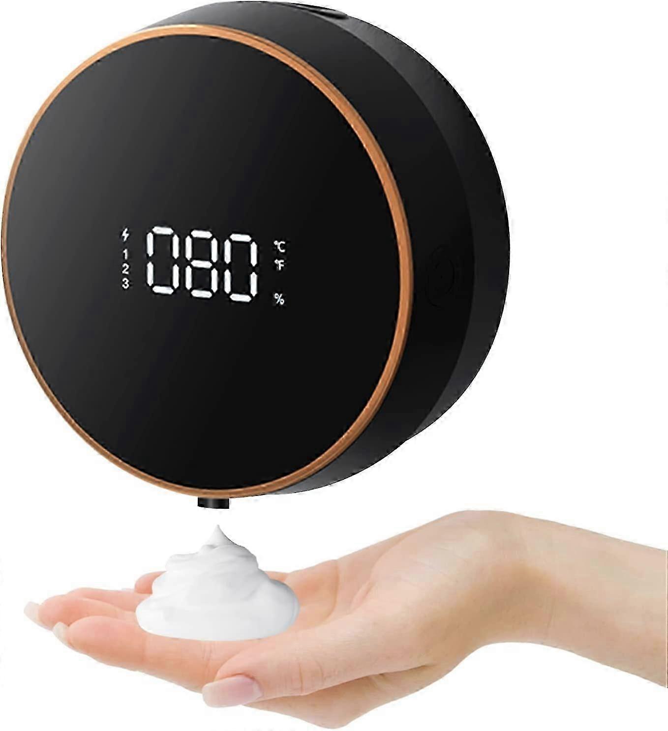Wall Mounted Automatic Soap Dispenser, 300ml Touchless Hand Sanitizer Dispenser, USB Rechargeable Wall Mounted LED Display Sensor Hand Sanitizer (Blac