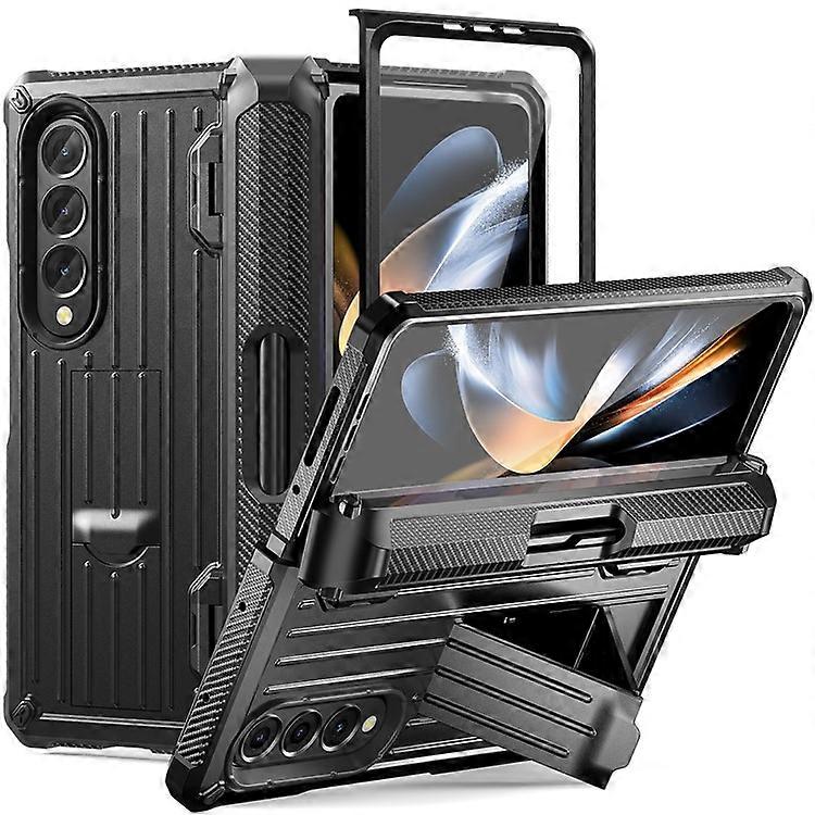 Compatible For Samsung Galaxy Z Fold4 5G Kickstand Phone Case Pen Holder Hinge PC+TPU Cover with PET Screen Protector
