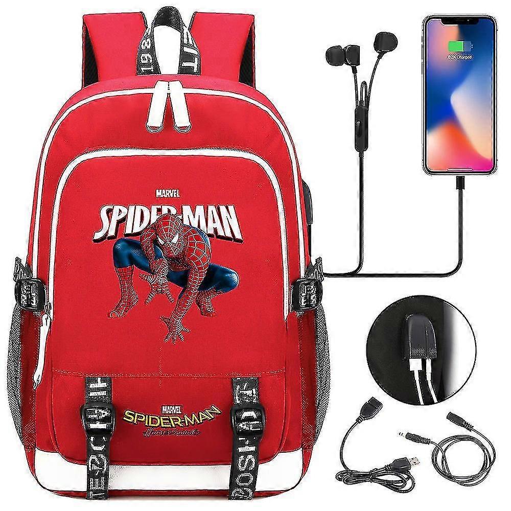 Spiderman USB-ryggsäck för pojkar, flickor, tonåringar: Perfekt bokväska för skolor, studenter och resande män och kvinnor
