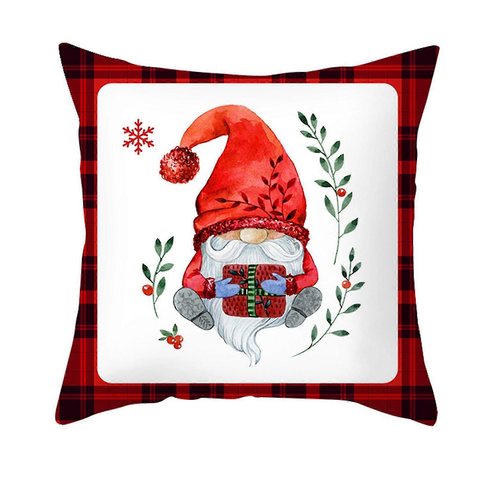 Throw Pillow Cushion Soft Wear Resistant Polyester Peach Skin Multi-style Fine Stitching Christmas Style Pillow Case for Sofa