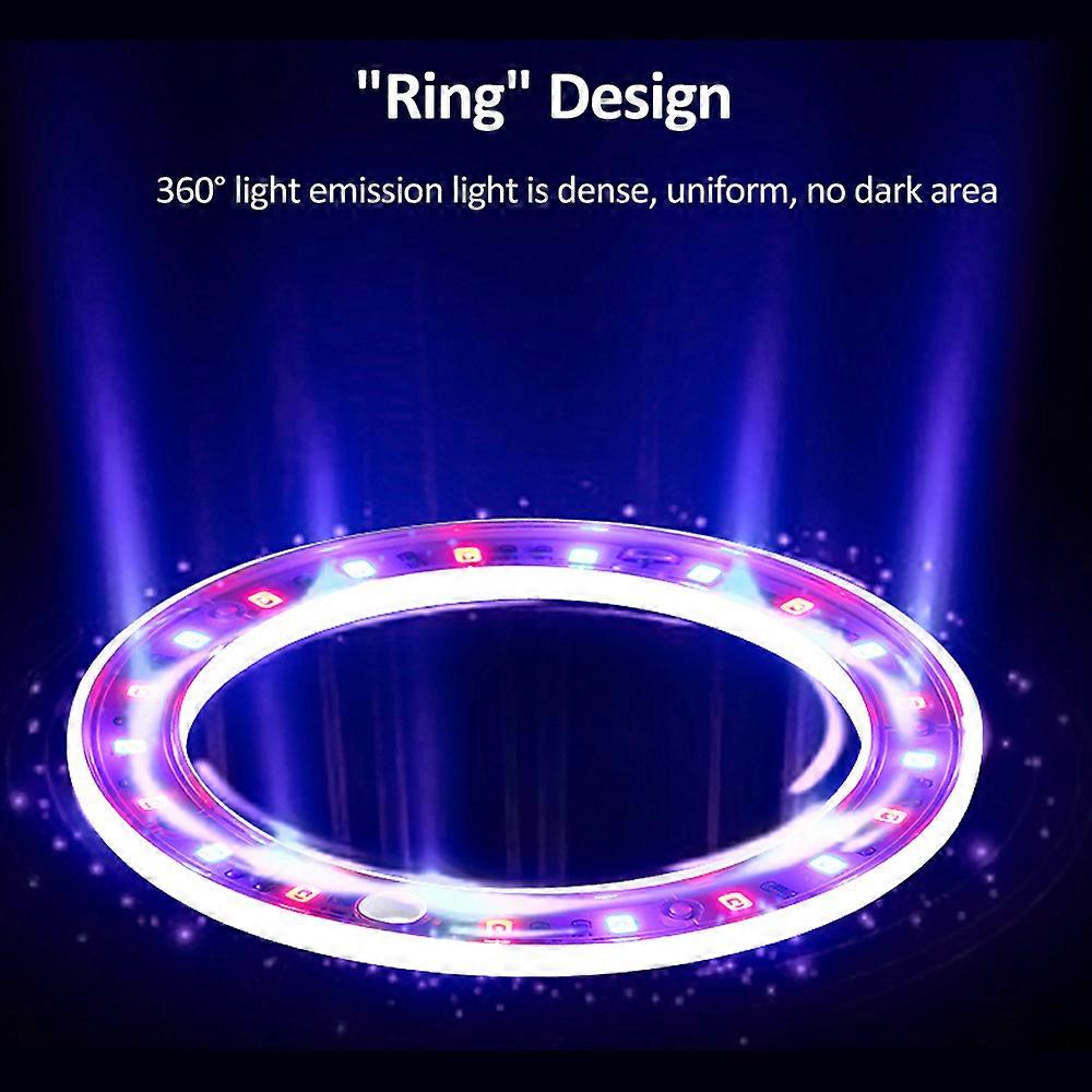 LED Grow Lights Full Spectrum Plant Lamp with 20 LEDs 8H/12H/16H Timer 5 Dimmable Levels Height Adjustable USB Angel Ring Lamp for Succulents