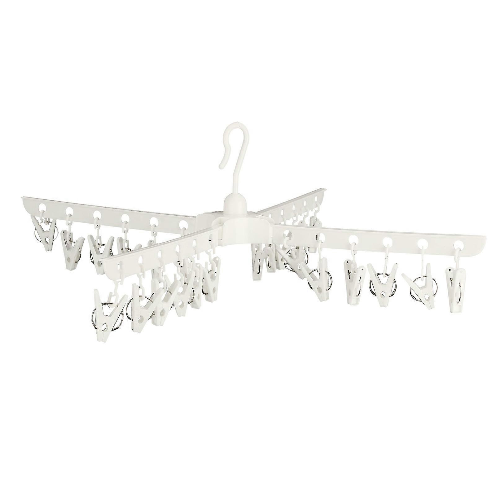 Multi-Function Baby Clothes Hangers Windproof Folding Laundry Drying Rack with 24 Clips for Home Supplies