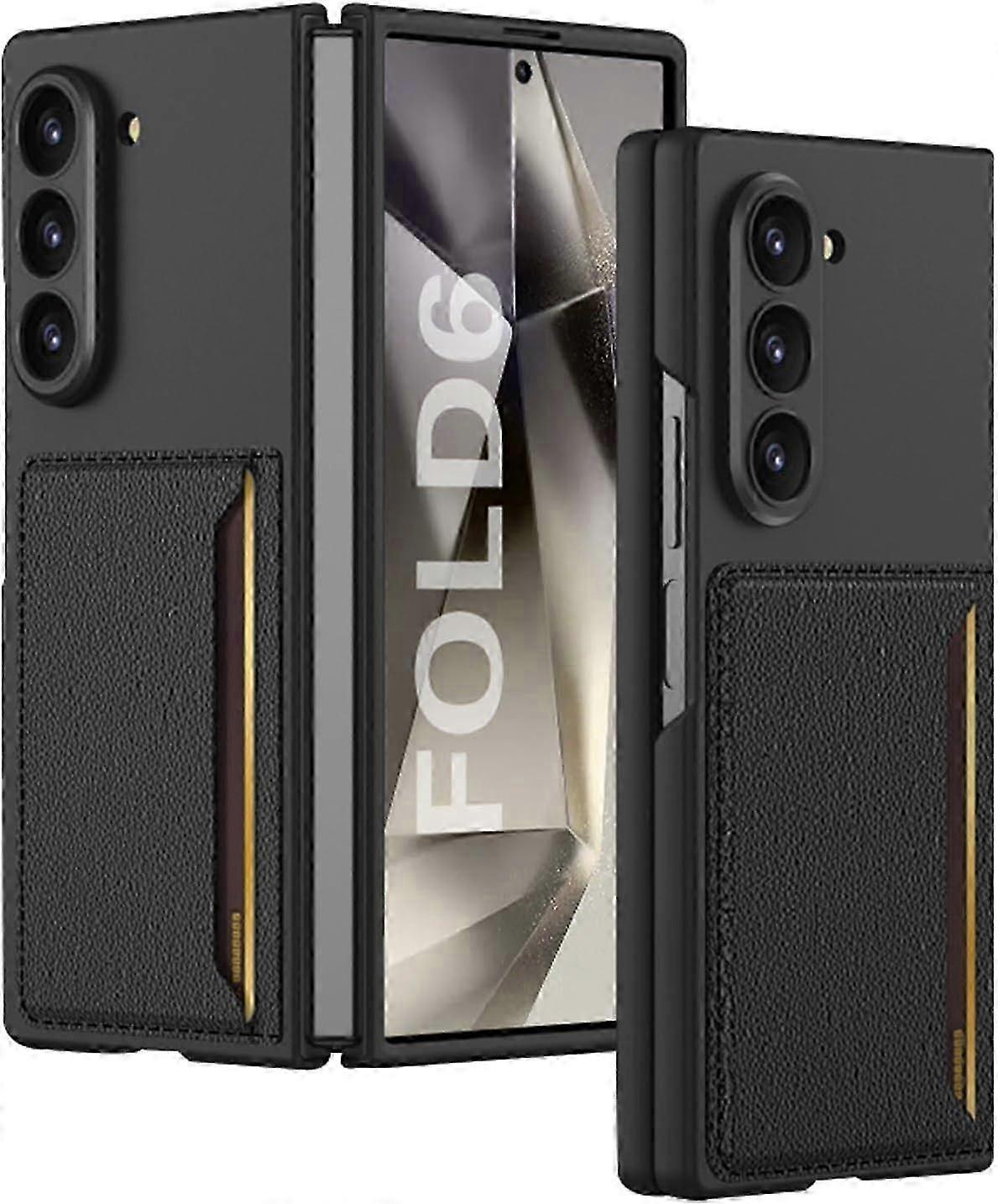 For Samsung Galaxy Z Fold 6 Wallet Case, Z Fold 6 Case with Card Holder, Slim PC Military Grade Drop Protective Case