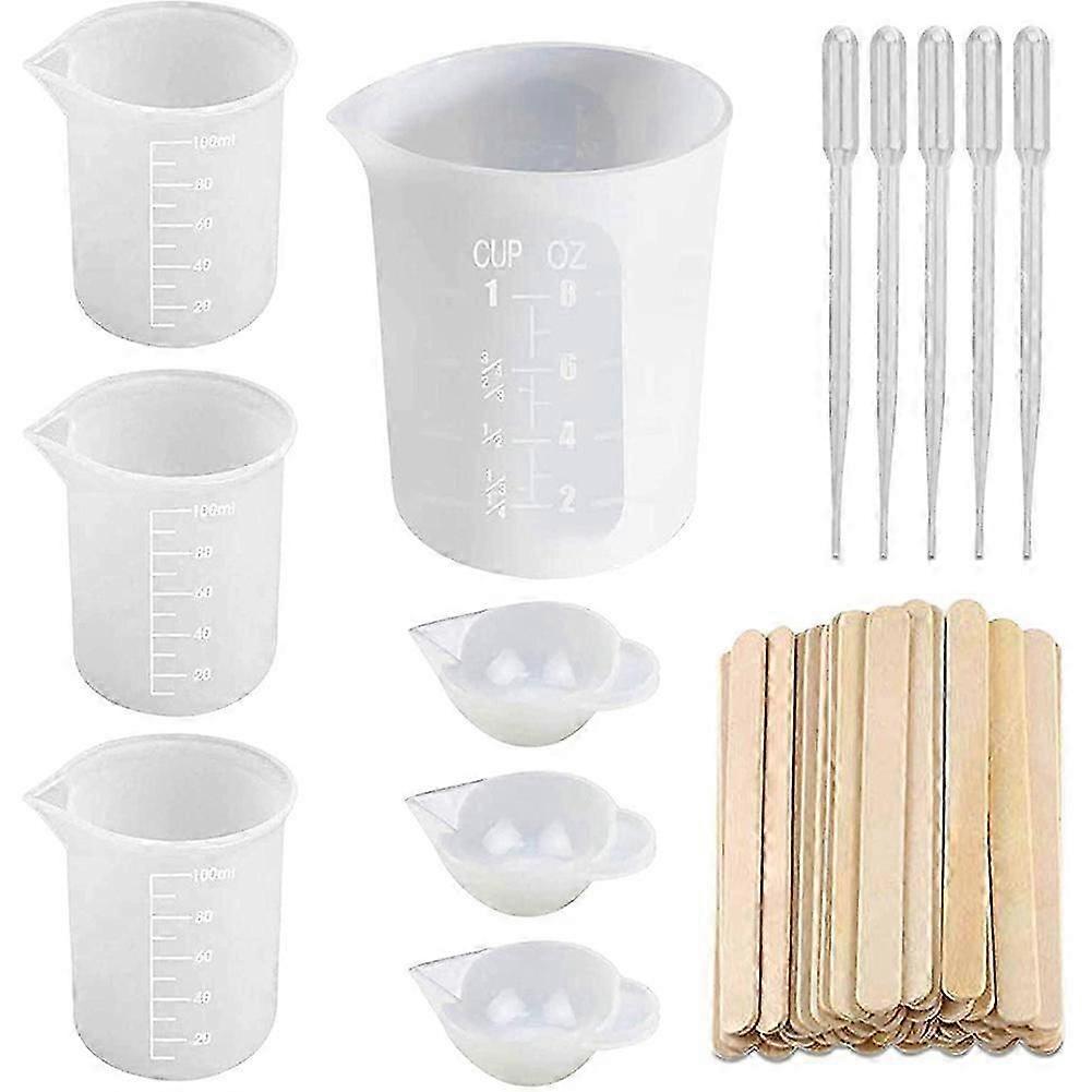 Silicone Measuring Cups compatible with Epoxy Resin, Reusable Mixing Cups Resin Casting Container with Mixing S