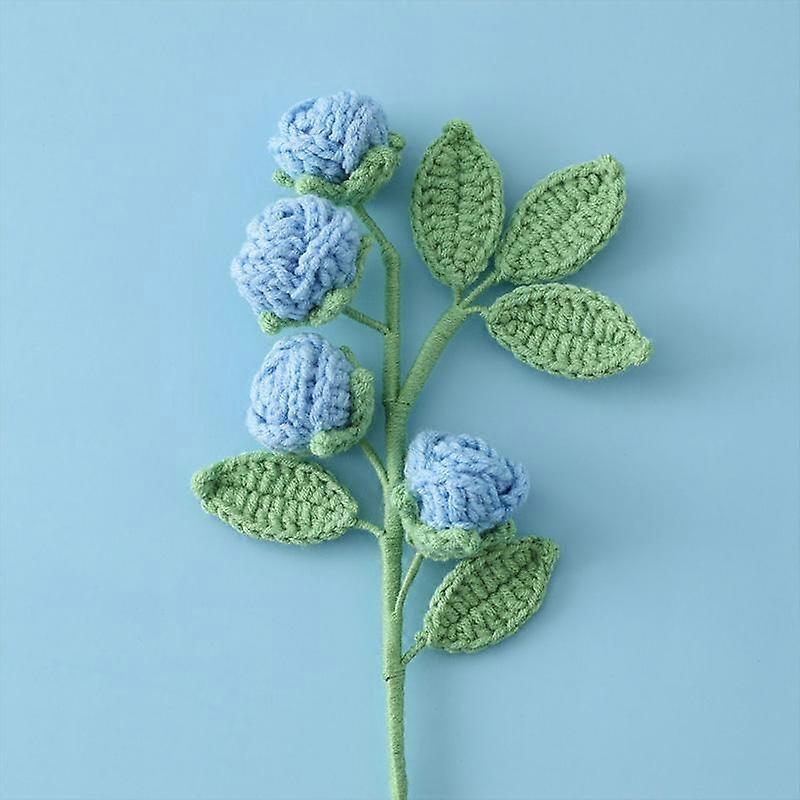 1PC Handmade Multi-Head Milk Cotton Artificial Flowers Home Decor Crochet Knitting Rose Bouquet