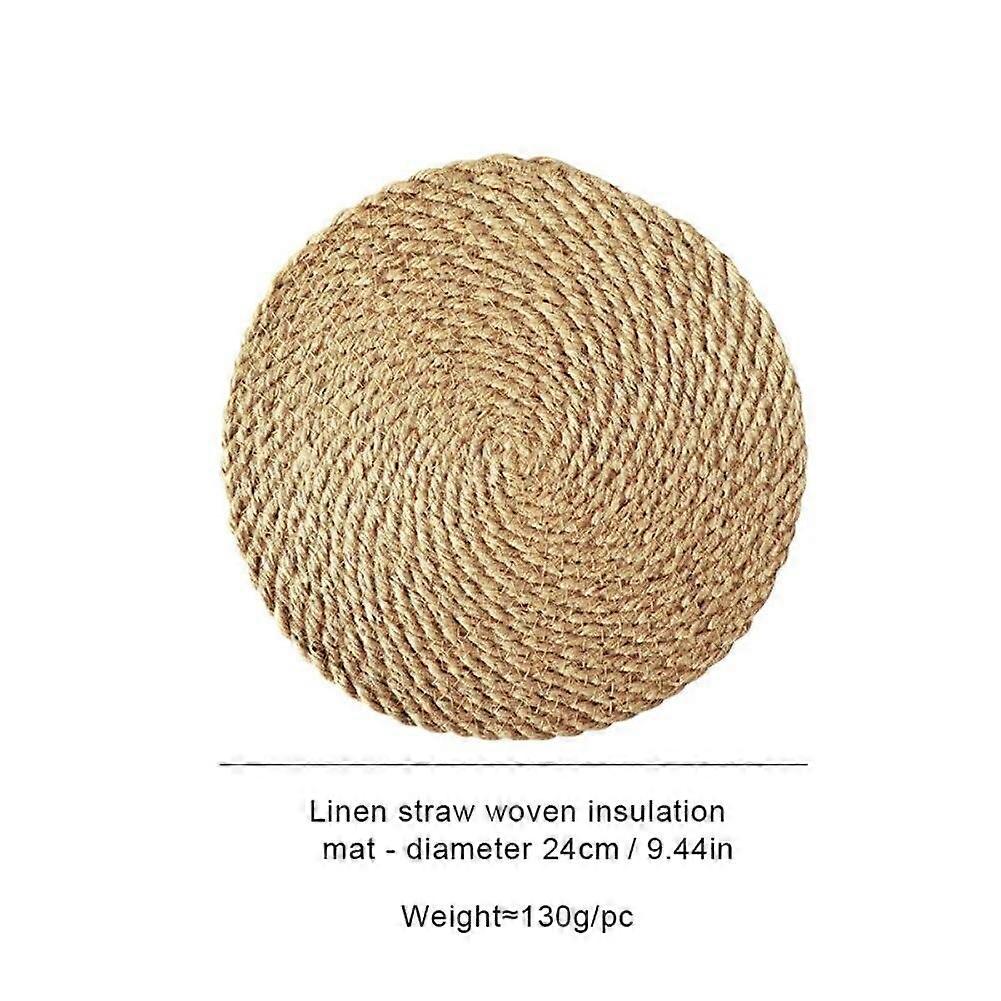 Linen Woven Placemats, Straw Coasters, Japanese-style Cotton and Linen Bowl Mats, Pot Mats, Dining Table Household Insulation Mats