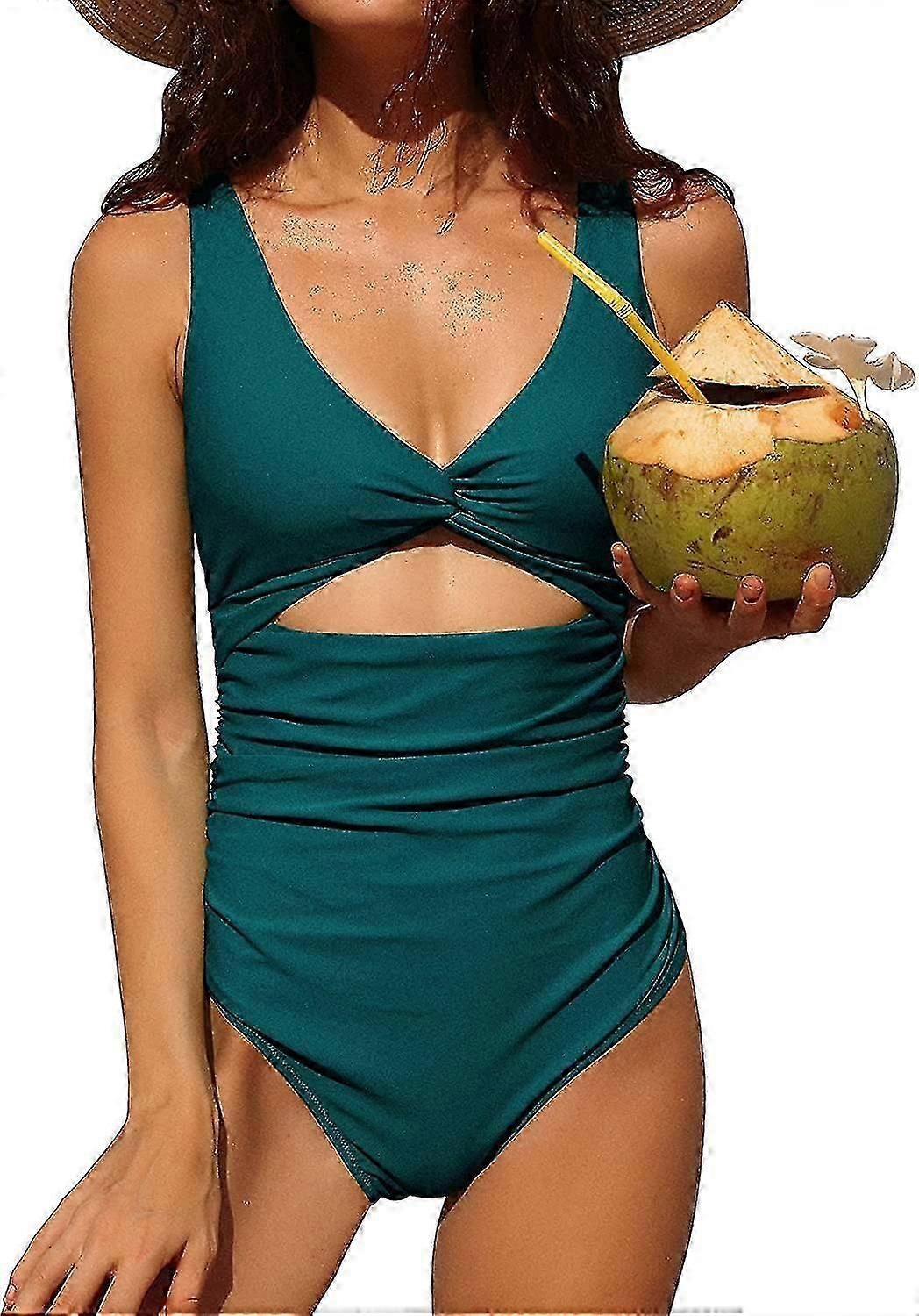 Maillot de bain une pièce pour femme, effet gainant, taille haute, dos nu