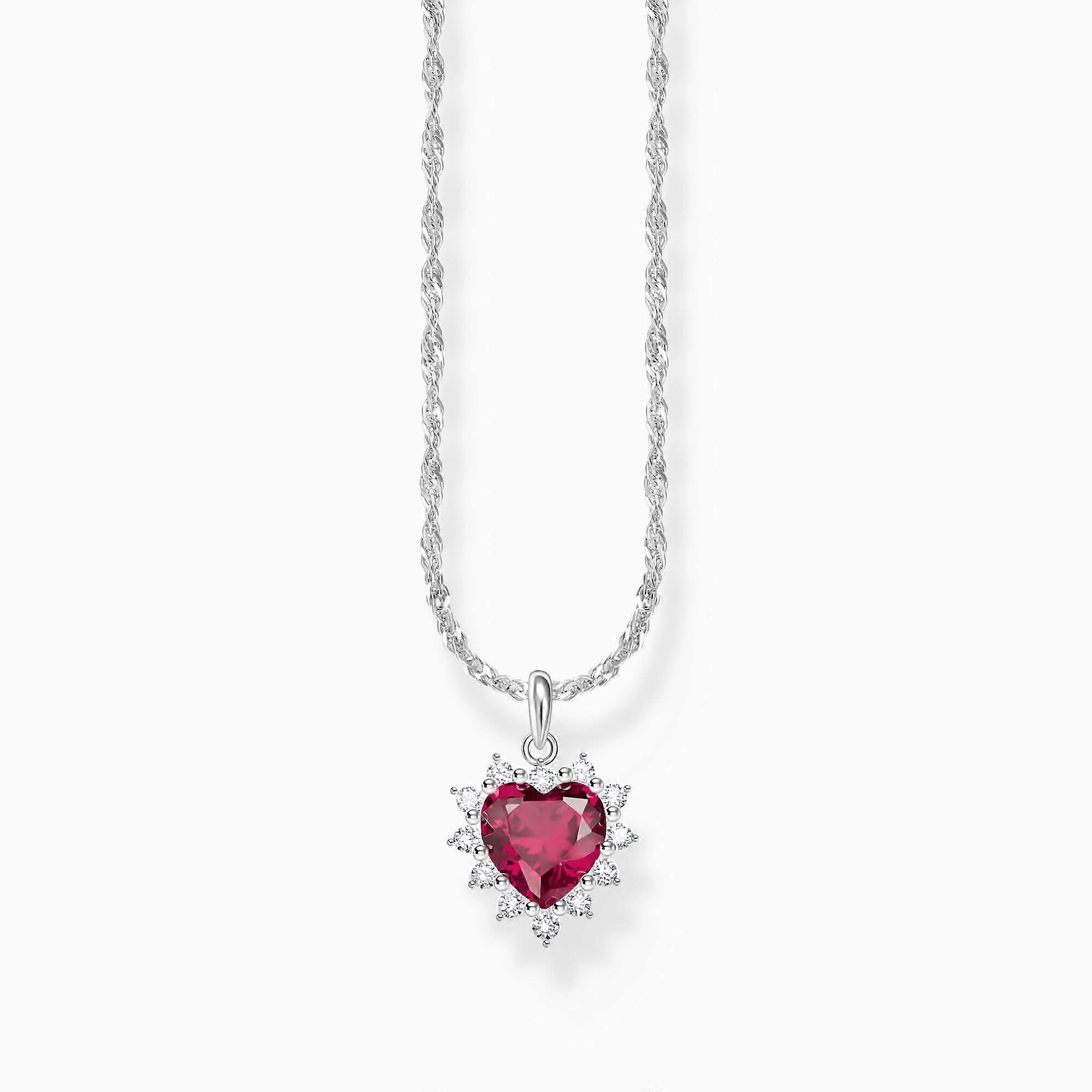 Sterling Silver Red Heart Romance Necklace KE2305-013-10