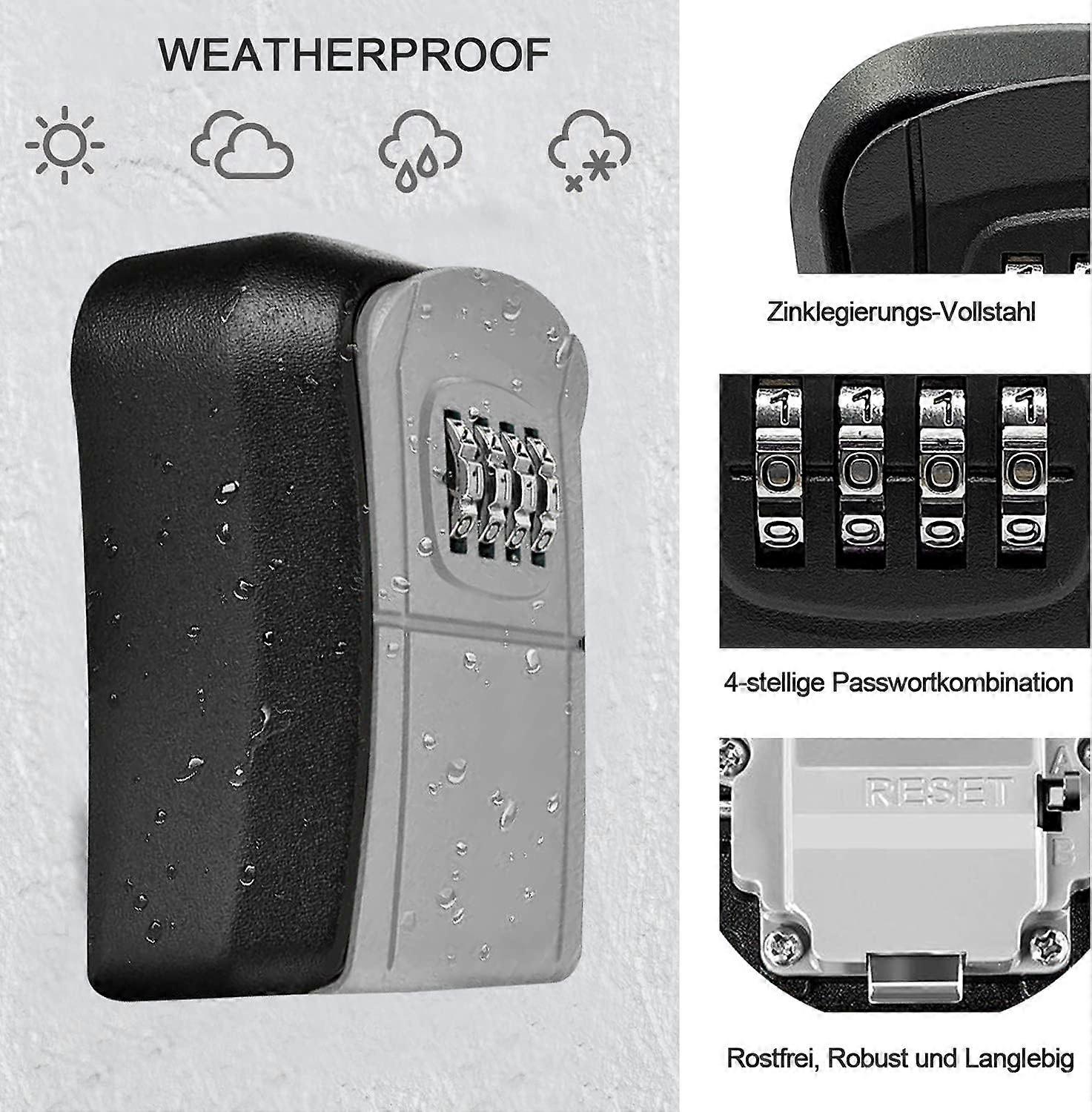 Secure Key Box, Key Code Box, Key Safe Box, 4-Digit Lockable Box, Wall ...