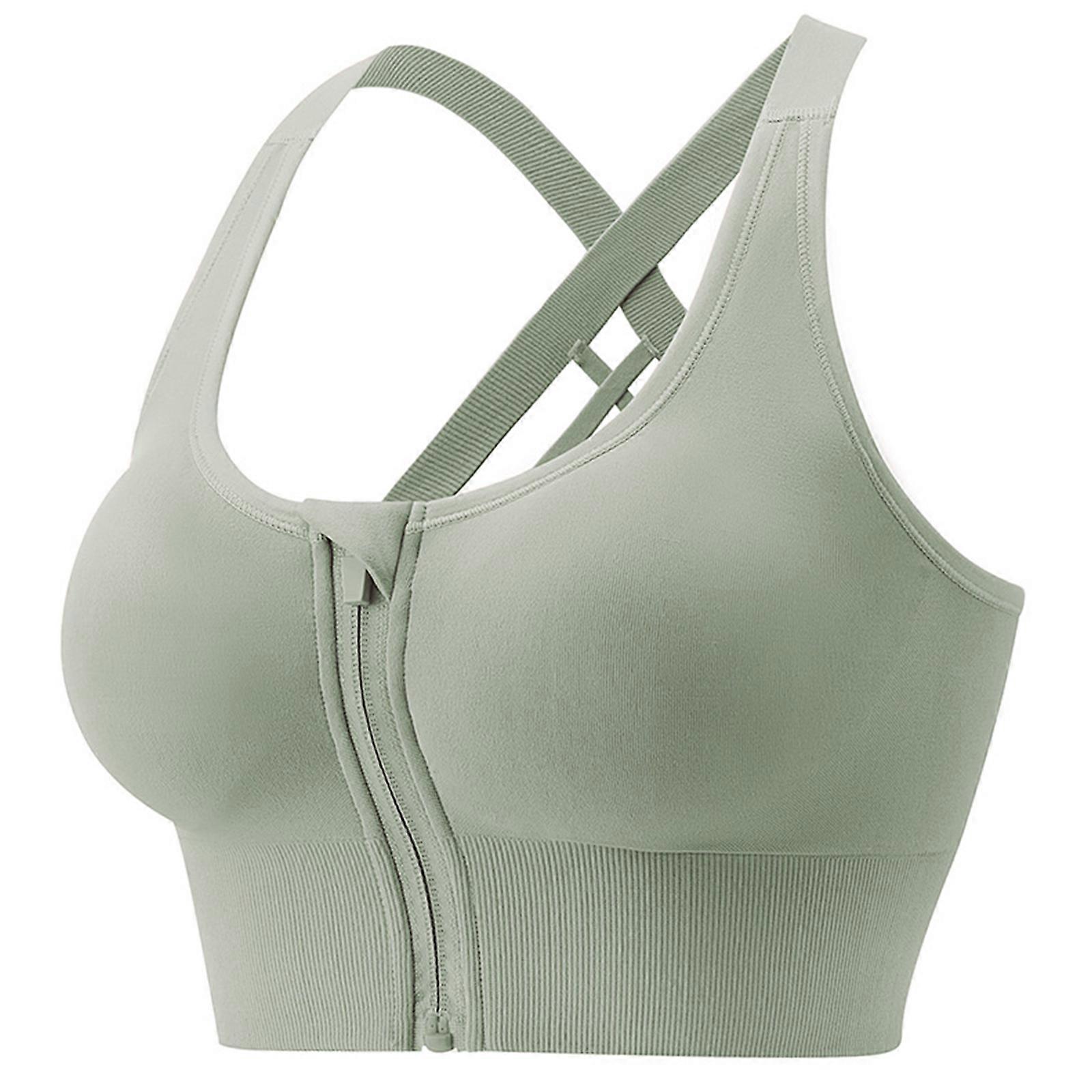 Bras for Women Push Up Bra Front Zipper Shockproof Underwear Women Brassiere Lingeries Adjustable Strap Bralette  embossed green XL