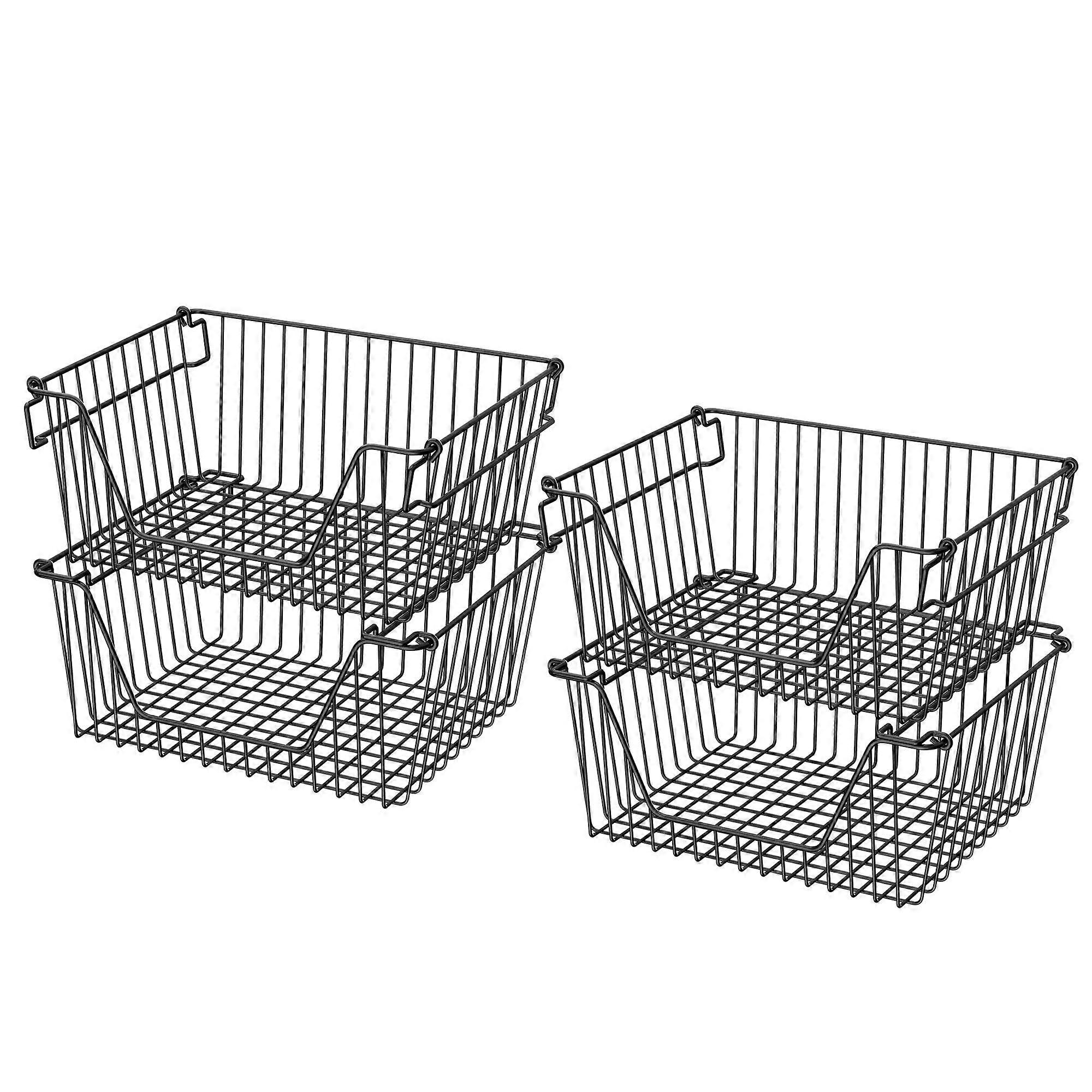 4 Packs Sturdy Wire Metal Baskets for Kitchen Pantry and Fruit Vegetable Organization