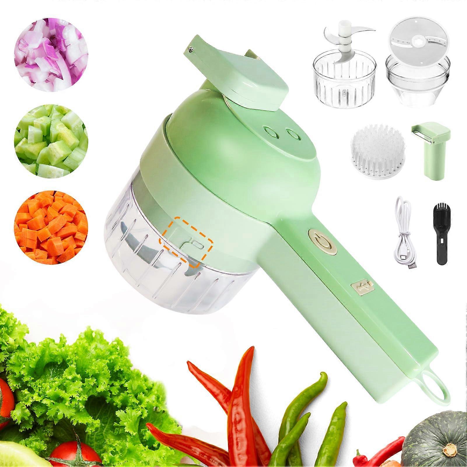 4 in 1 Handheld Electric Vegetable Cutter Set, Cordless Garlic Chopper, Portable Food Slicer for Garlic, Onion, Meat, and More