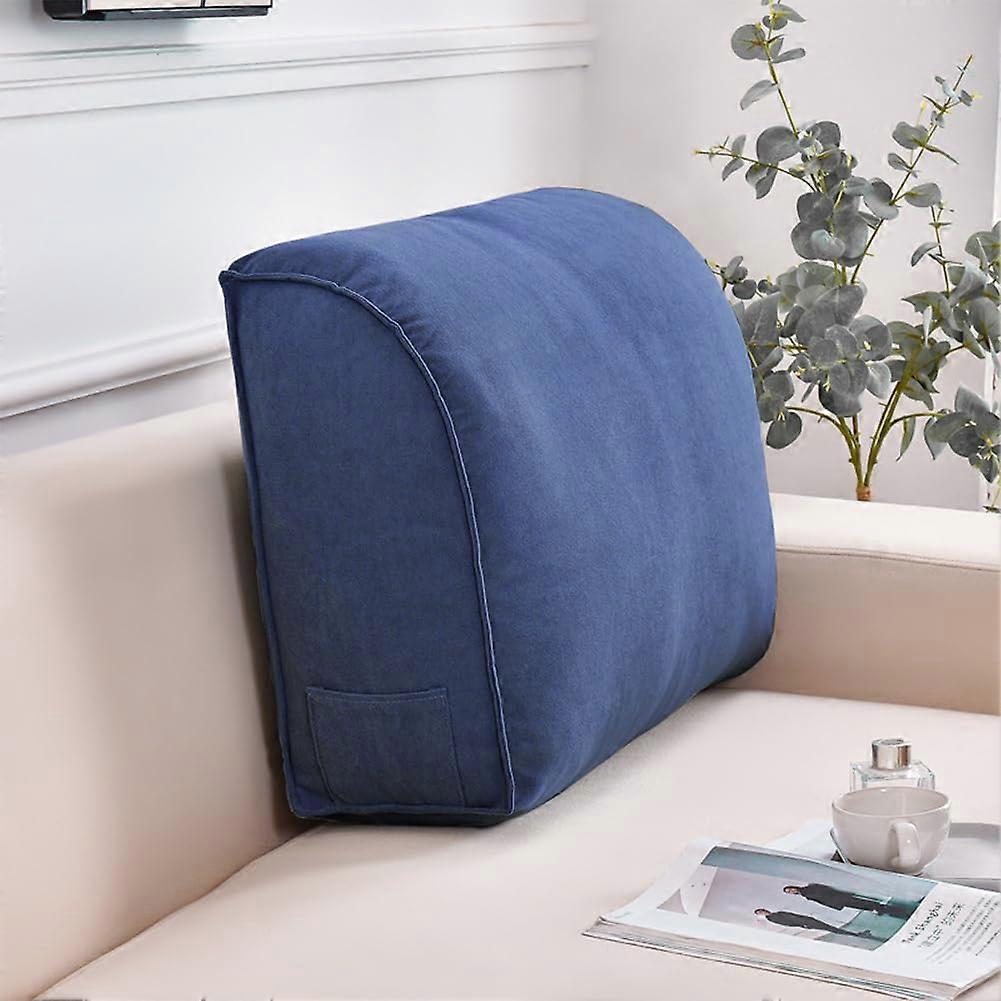 Extra Thick Sofa Back Cushion Wedge Pillow, Large Royal Blue Lumbar Support Pillow for Couch and Bed with Removable Cover