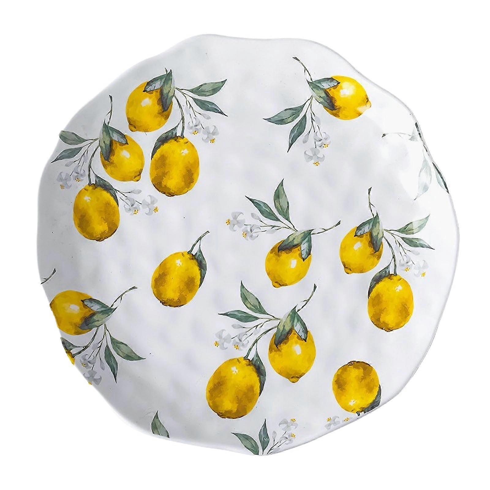 Ceramic Lemon Flat Dinner Plates 8 Inch Irregular Design for Appetizers, Salads, Desserts, and Snacks