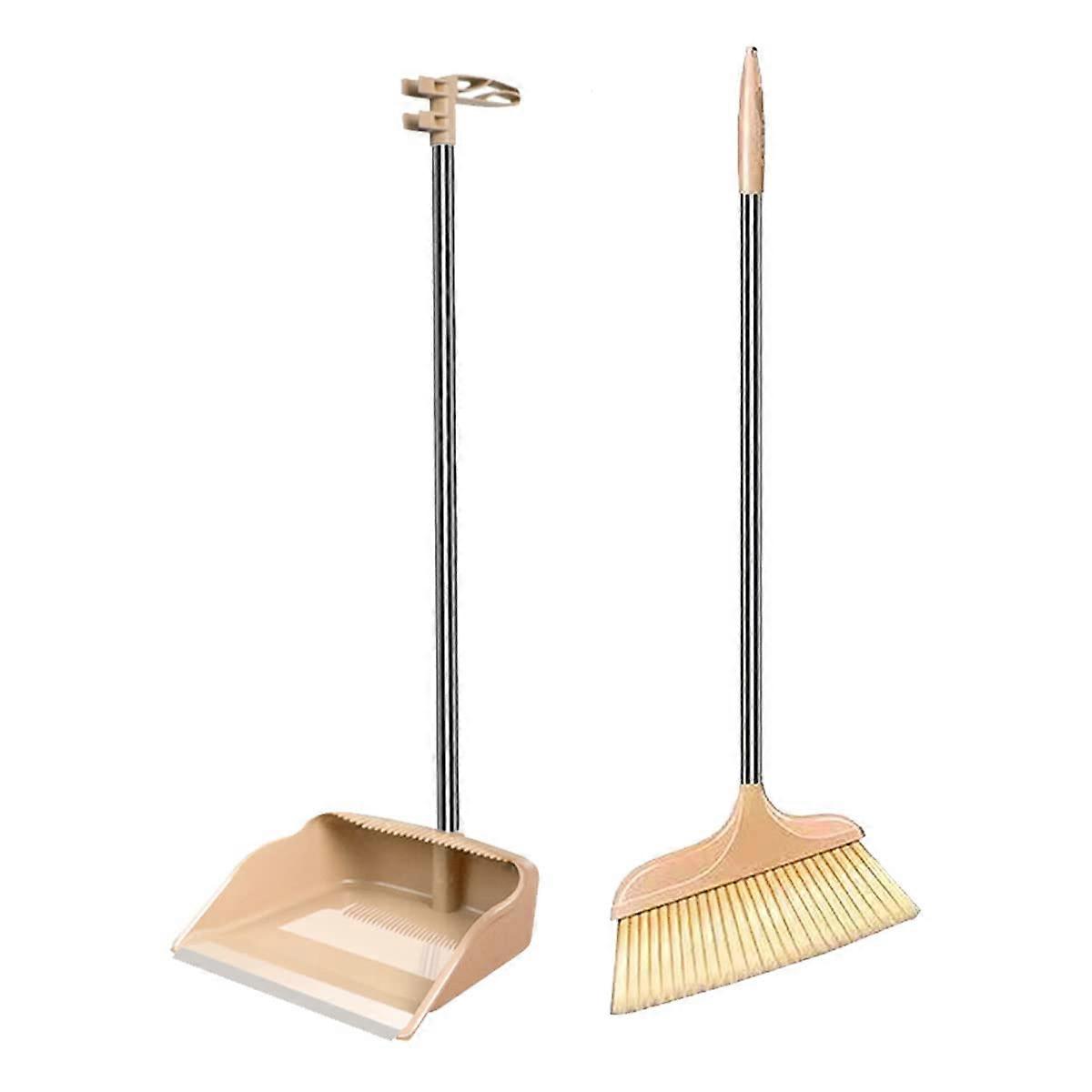 Indoor Broom and Dustpan Set, 41-Inch Height Broom with Ergonomic Stand-Up Dustpan, Anti-Scratch Edge for Easy Cleaning