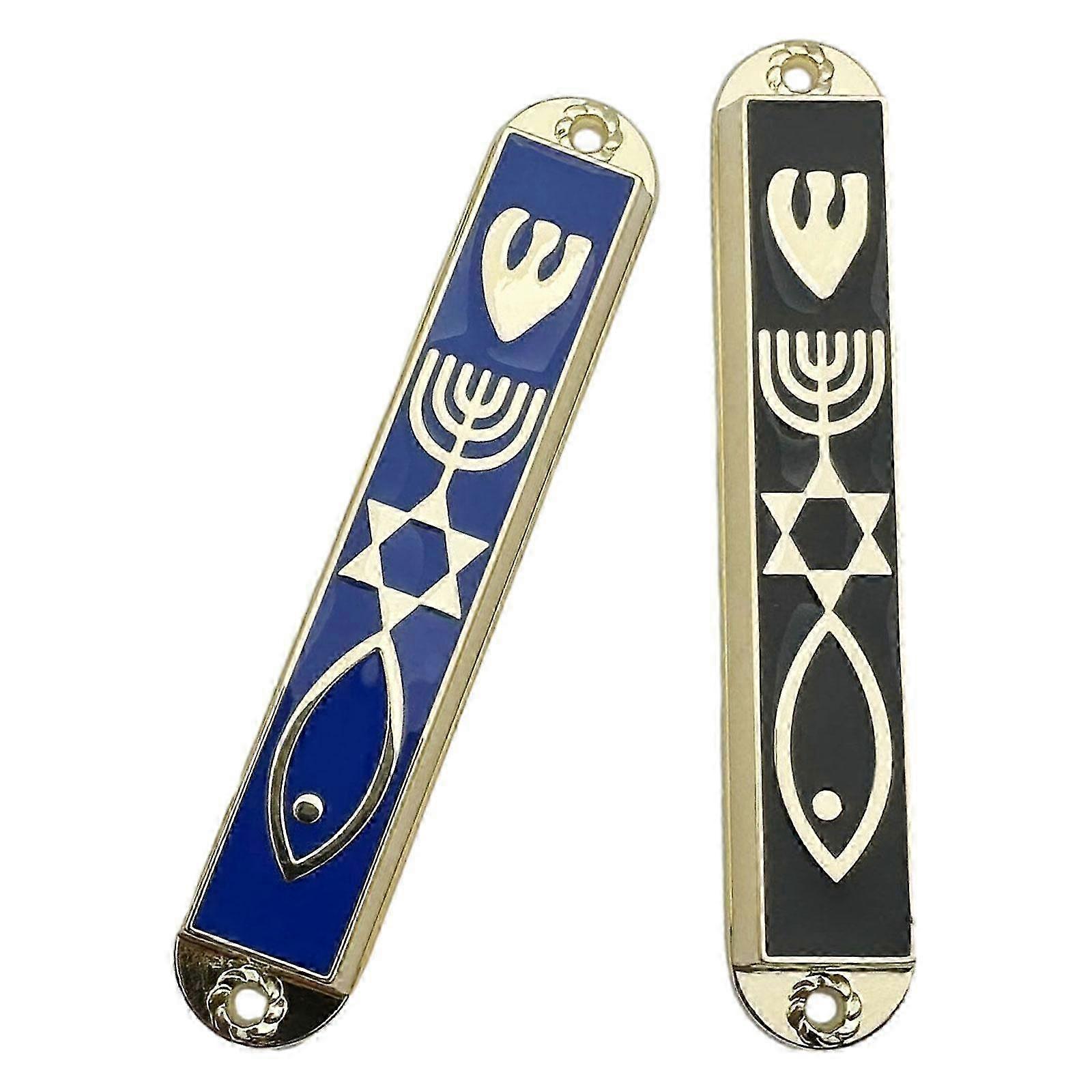 Metal Mezuzah Scrolls for Doorpost, 2 Pack Messianic Blessing Case with Easy Installation Guide