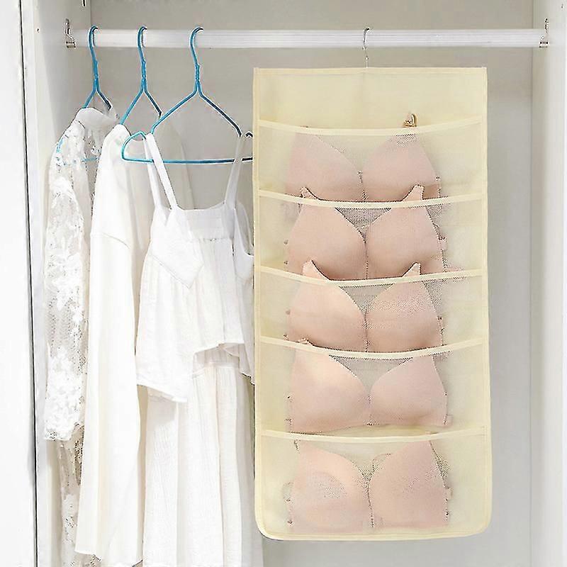 Beige Multifunctional Hanging Cabinet Double Sided Hanging Storage Bag