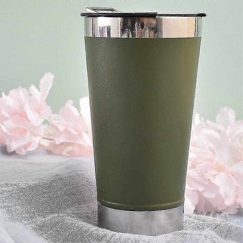 اسم مخصص أكواب البيرة الباردة 16 أوقية مع غطاء فتاحة زجاجات الفولاذ المقاوم للصدأ الترمس أكواب القهوة المائية للشاي البهلوانات الحرارية 473 مل