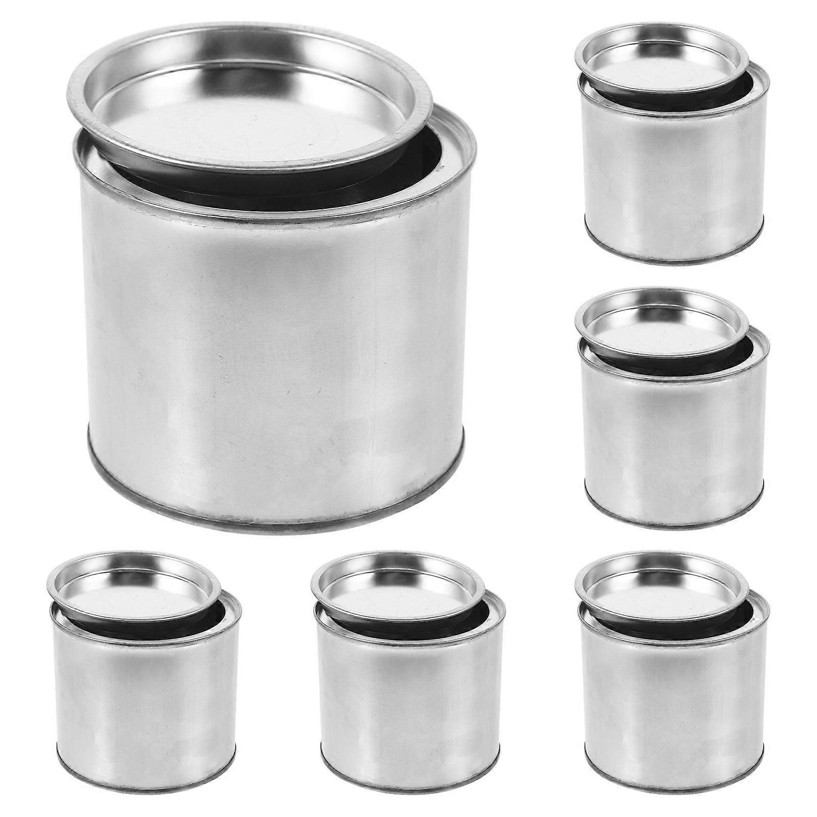 6pcs Iron Round Paint Cans Practical Paint Storage Can Durable Ink Container (0.5L)