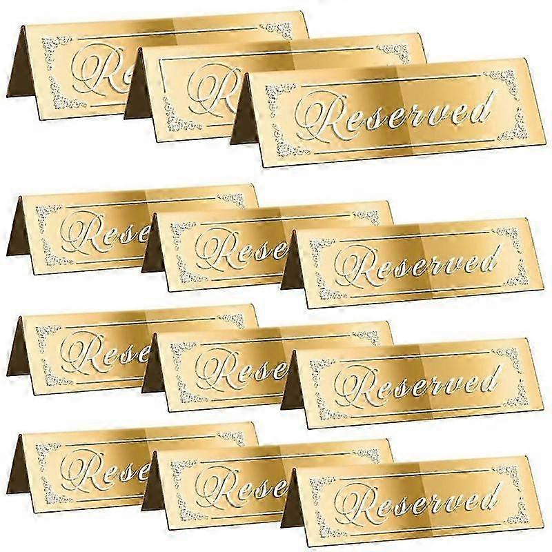 12PCS Reserved Table Signs, Gold Reserved Signs for Wedding, Acrylic Doubleside Reserved Seating Signs Guest Reservation
