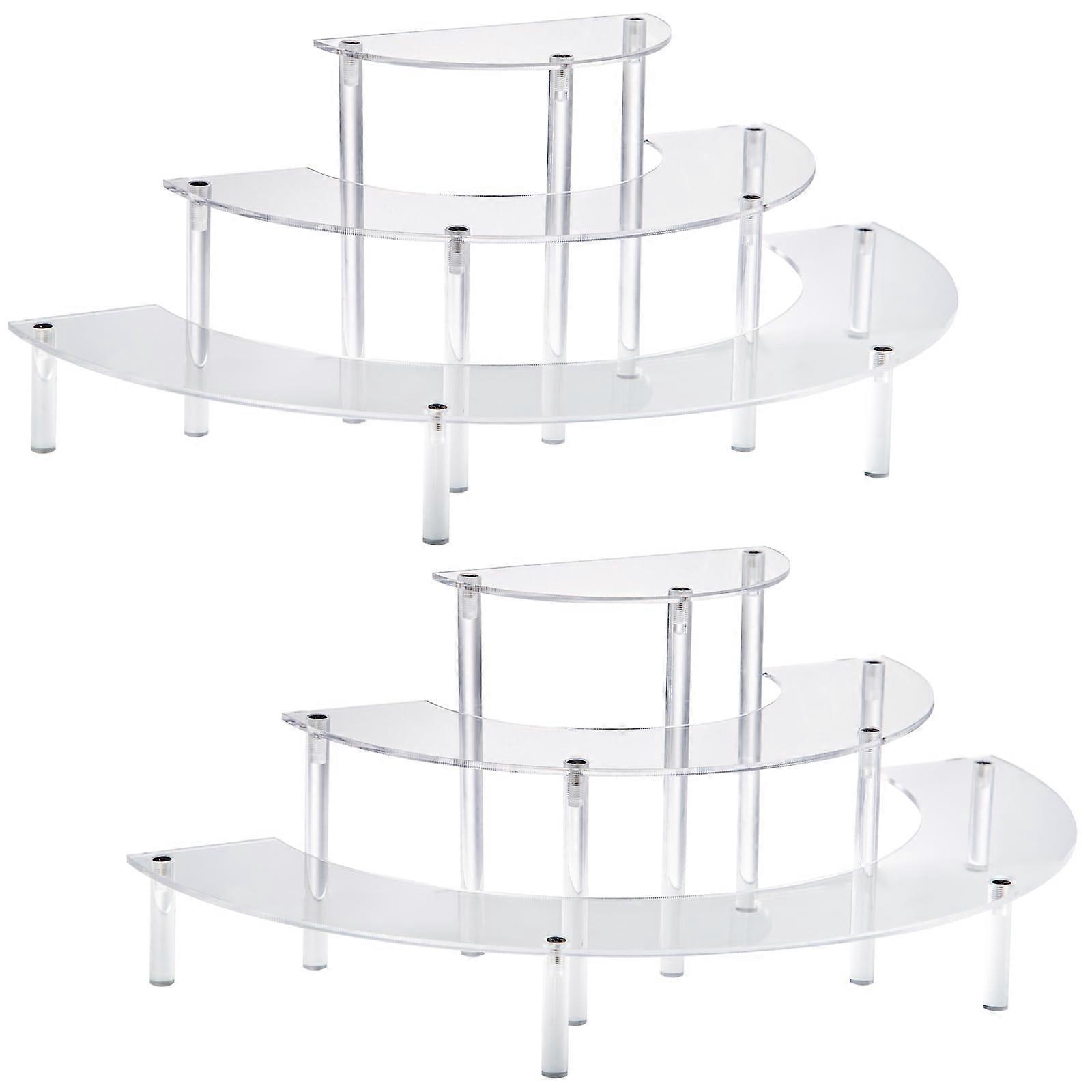 Clear Acrylic Display Risers for Food, Half Moon Shape, 2 Packs, 6-Inch and 8-Inch Sizes, Durable Restaurant Supplies